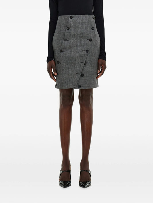 straight-cut skirt with button detail