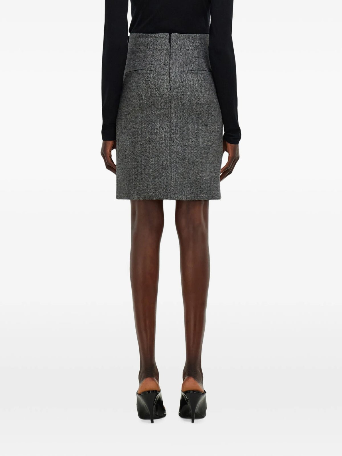straight cut skirt with button detail