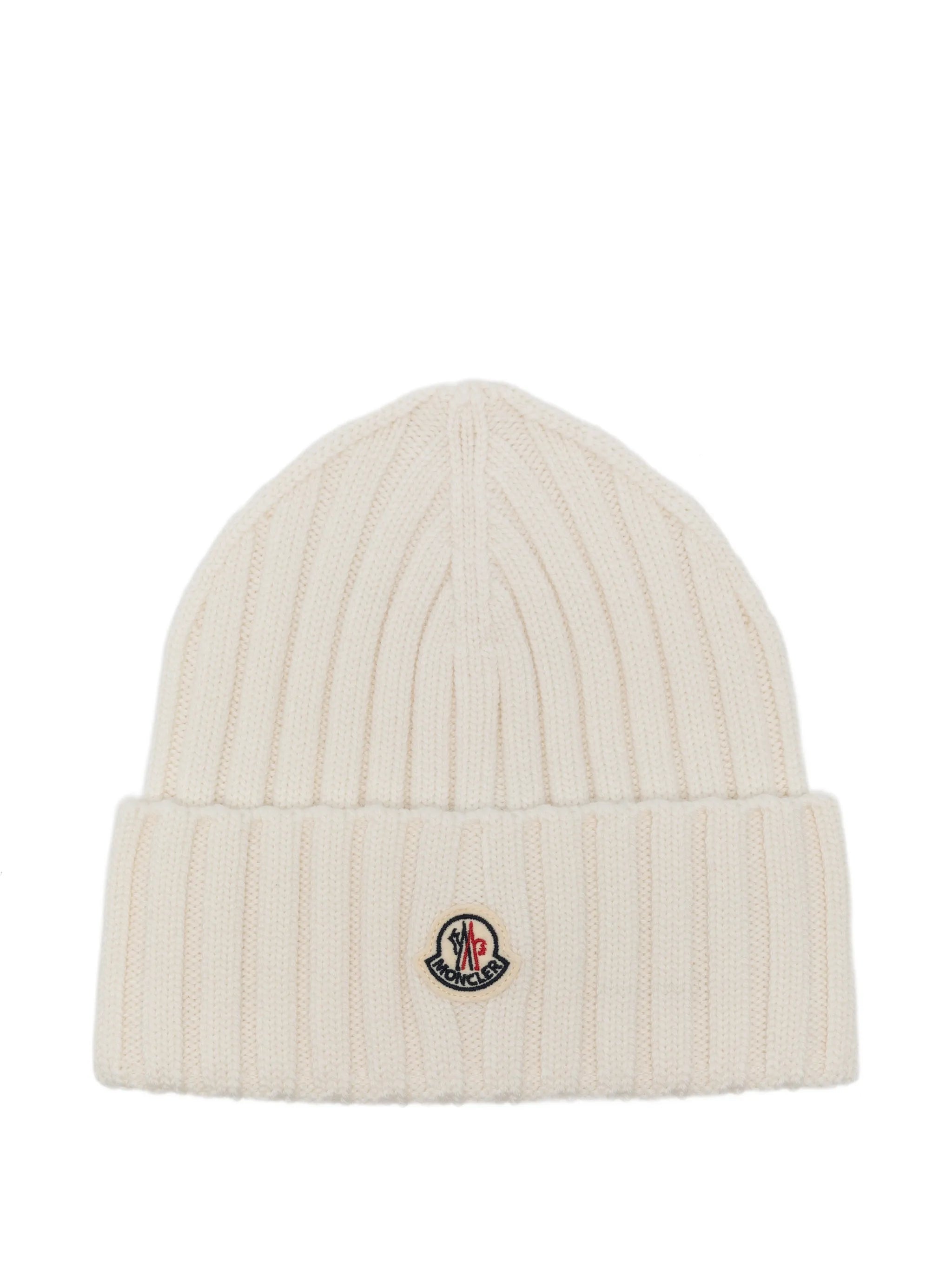 logo-patch ribbed-knit beanie hat