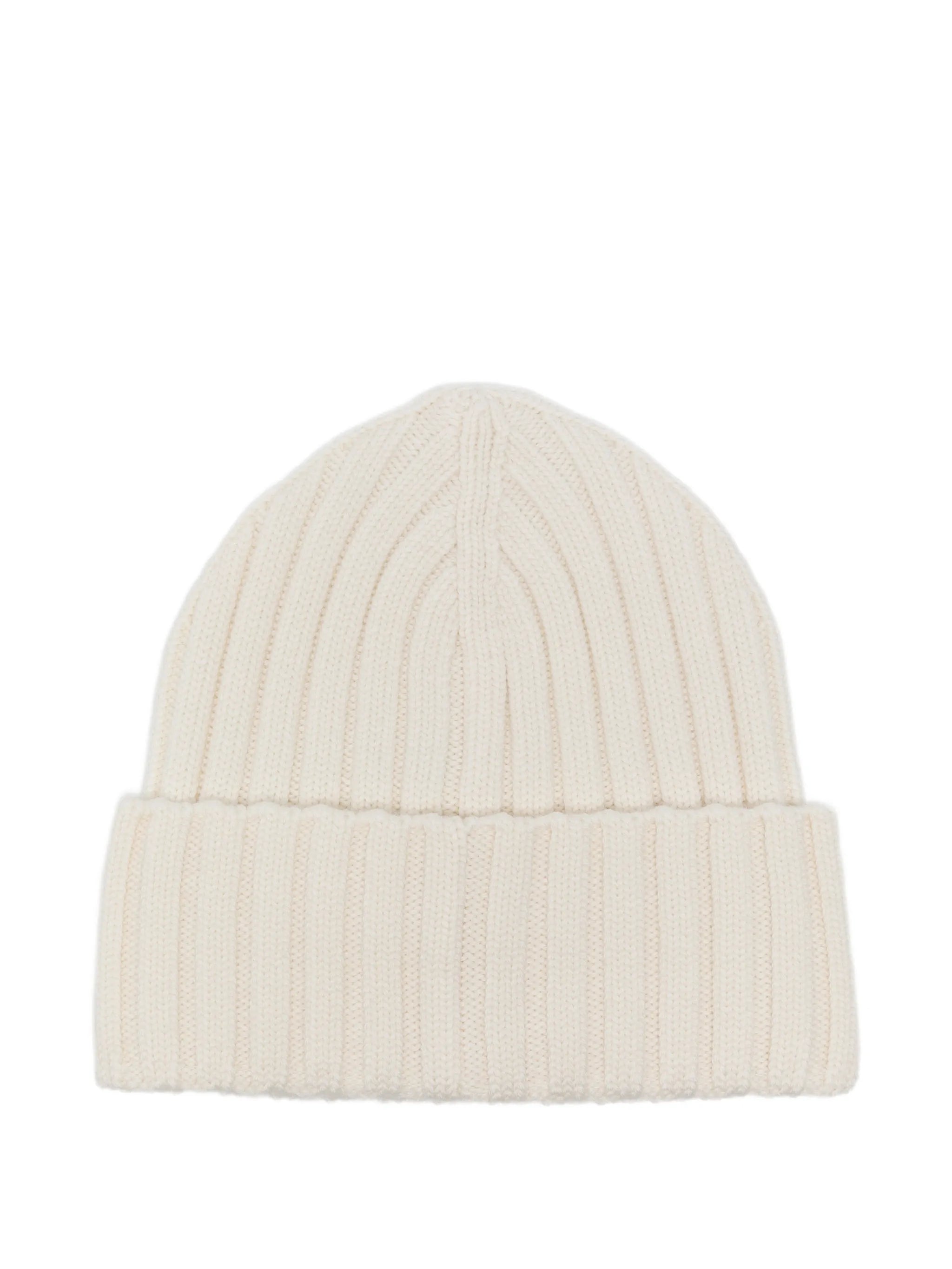 logo-patch ribbed-knit beanie hat