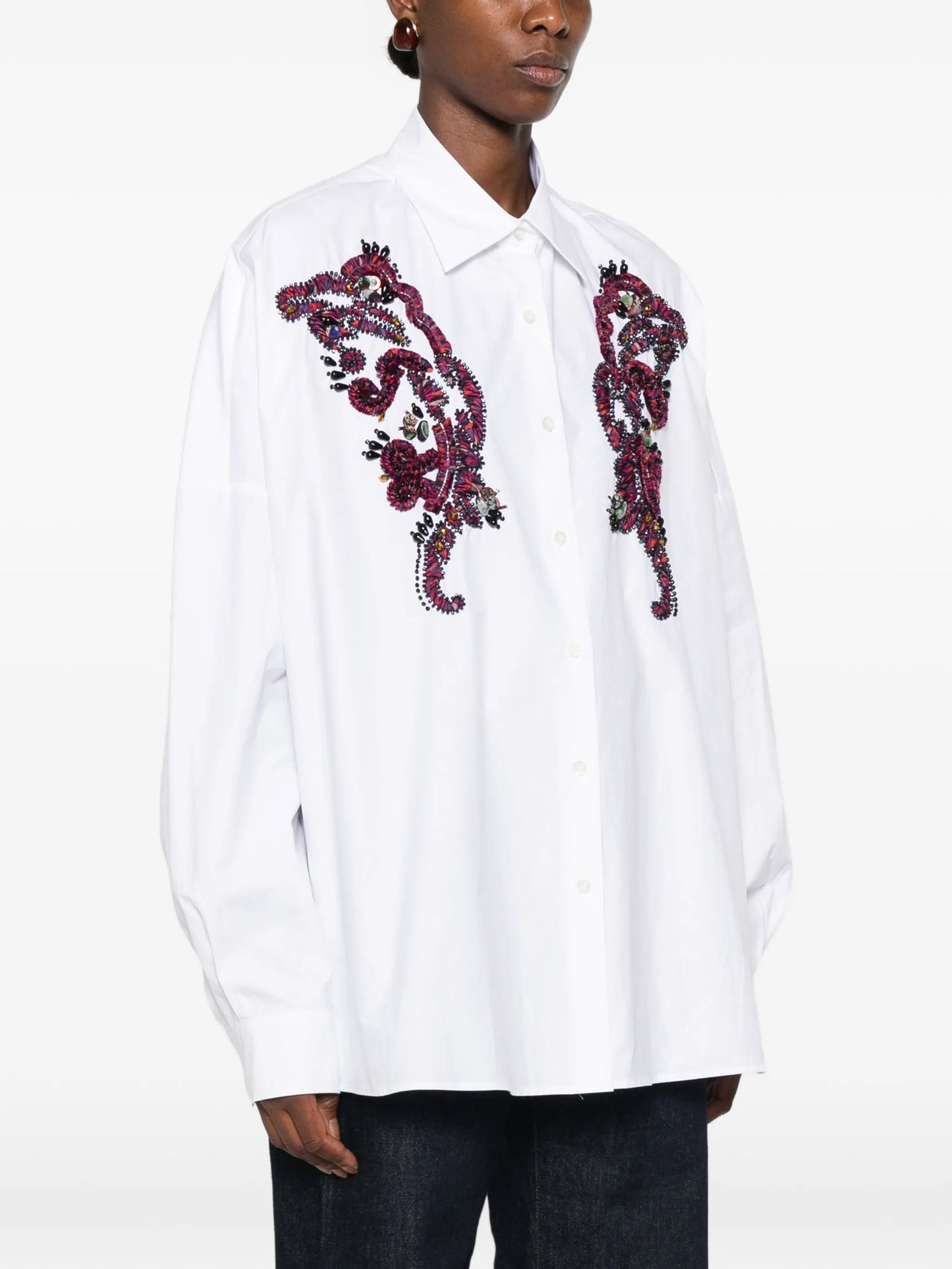 bead-embellished buttoned shirt