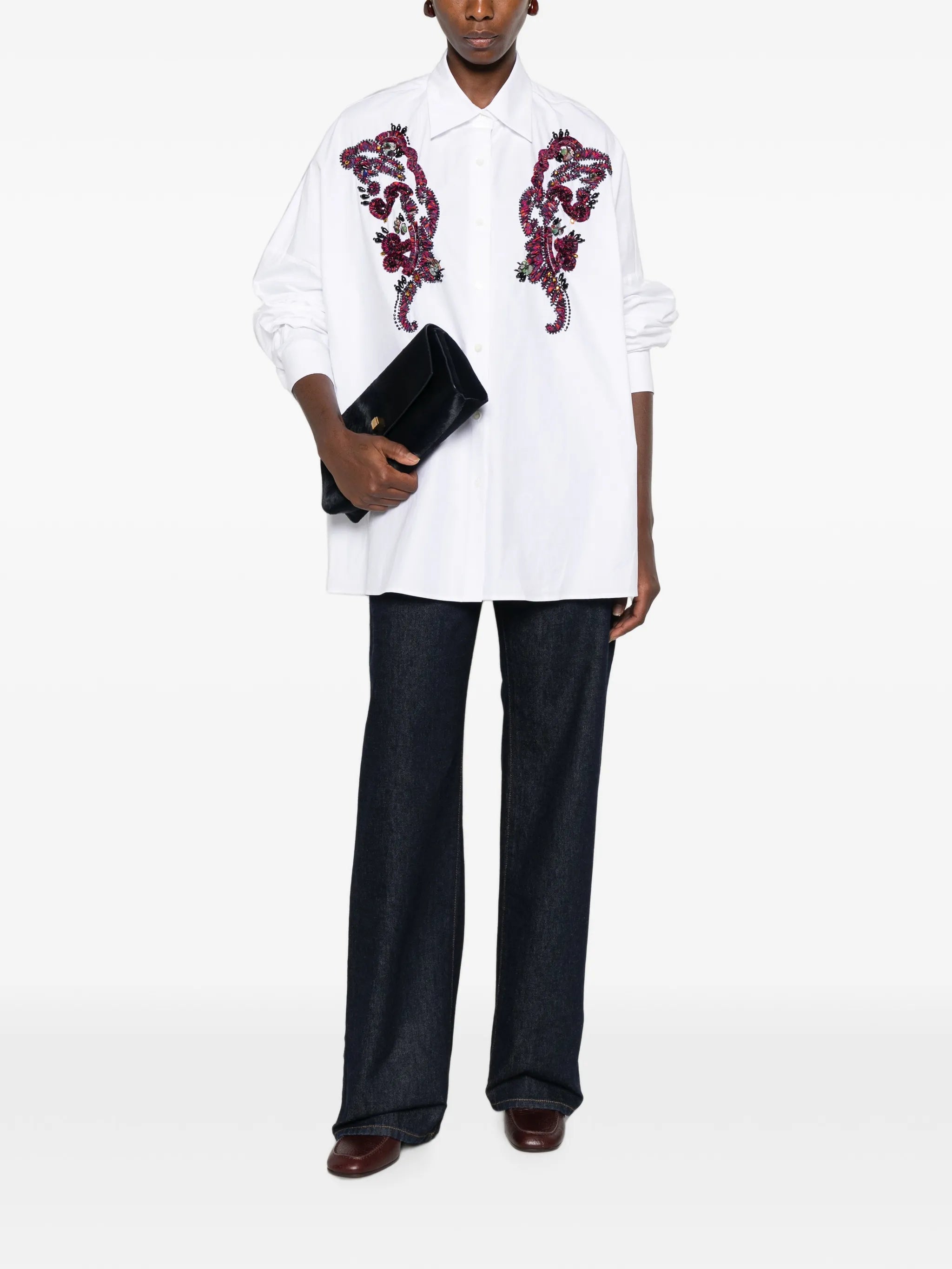 bead-embellished buttoned shirt