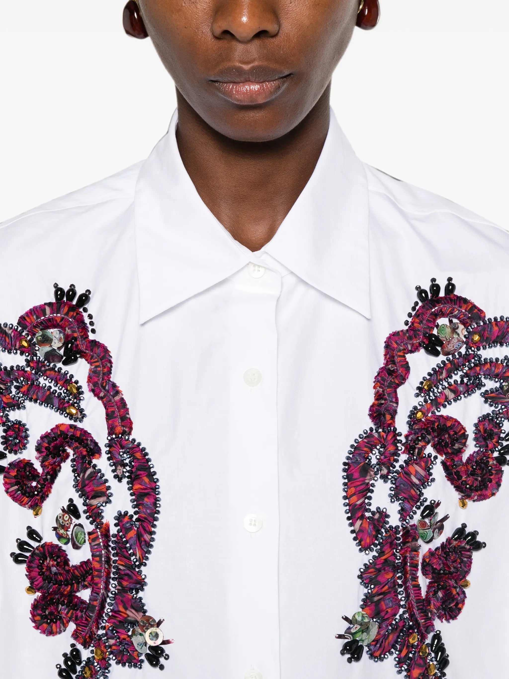 bead-embellished buttoned shirt