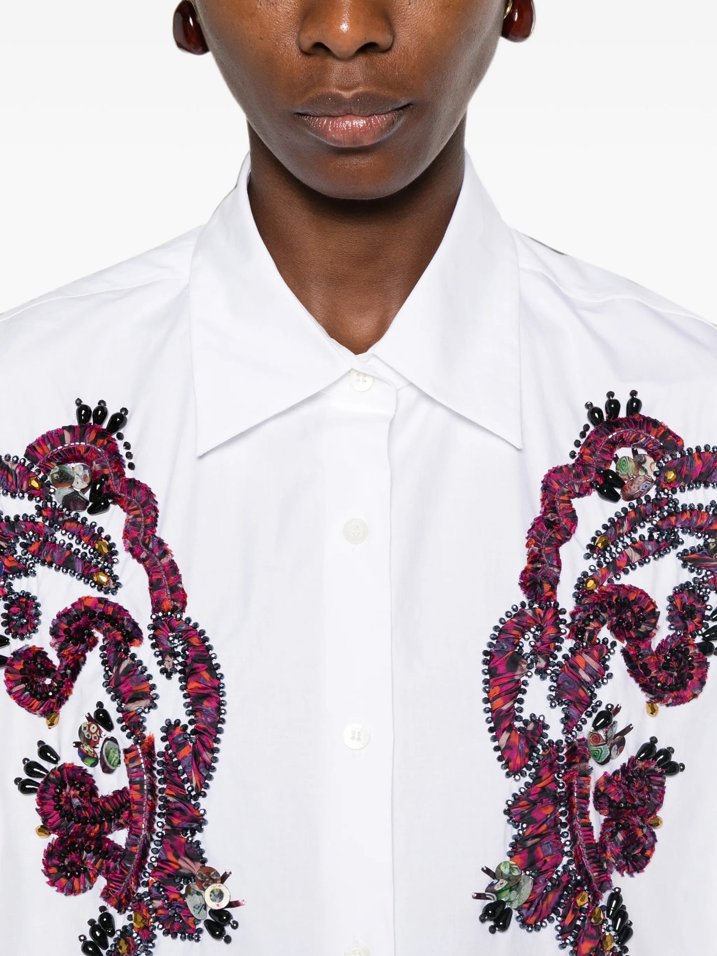 bead-embellished buttoned shirt