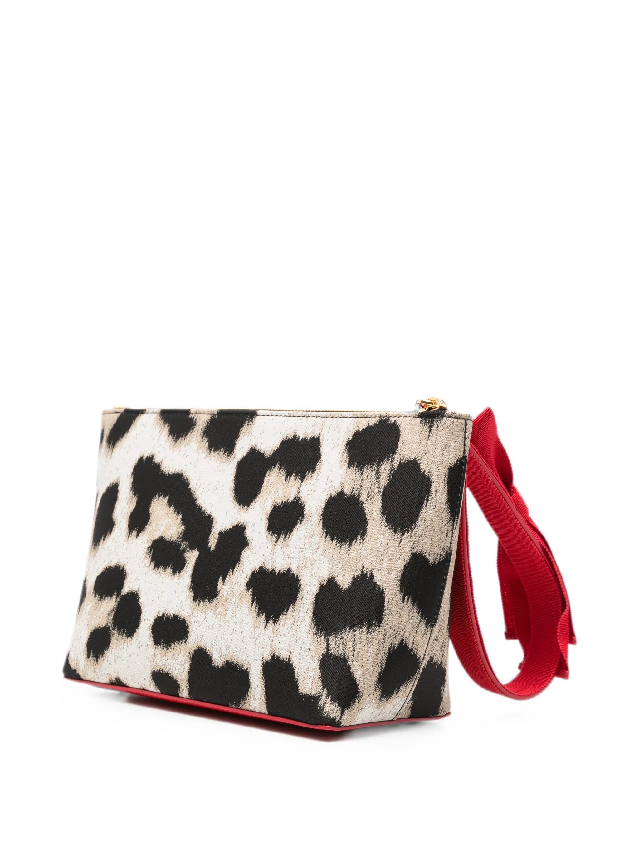 leopard-print logo-print clutch bag