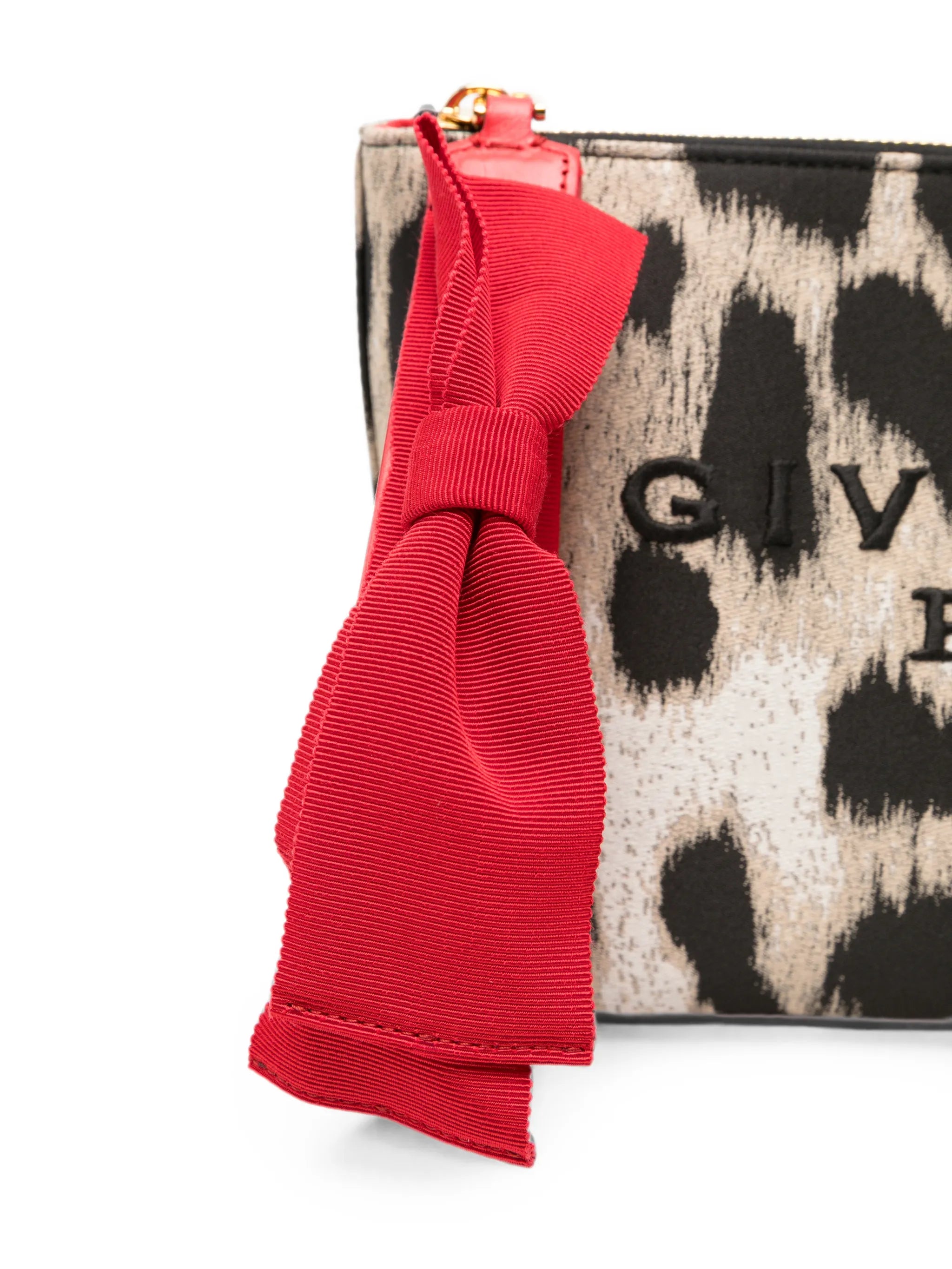 leopard-print logo-print clutch bag