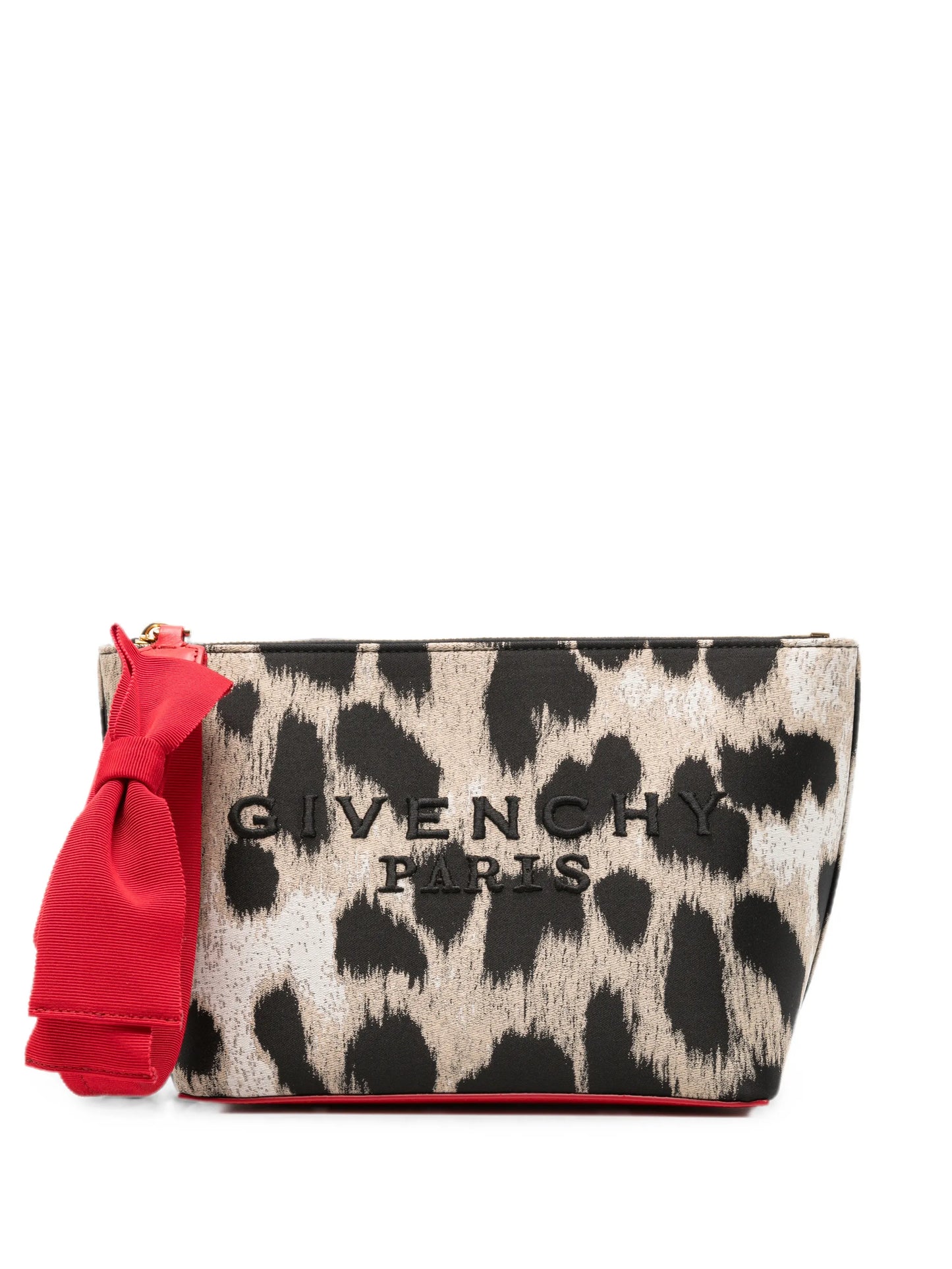 leopard-print logo-print clutch bag