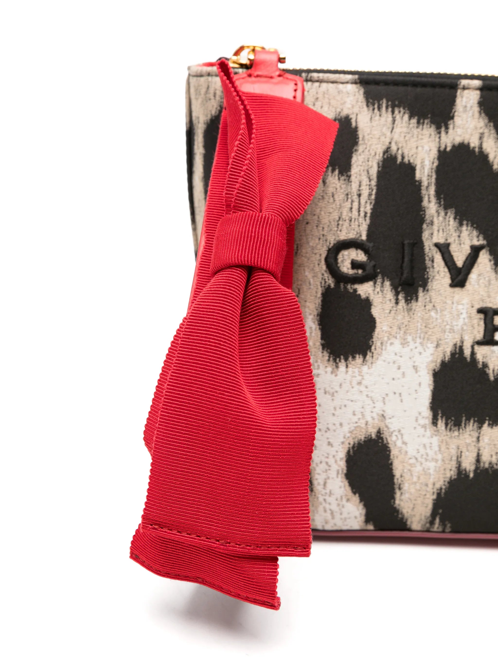 leopard-print logo-print clutch bag