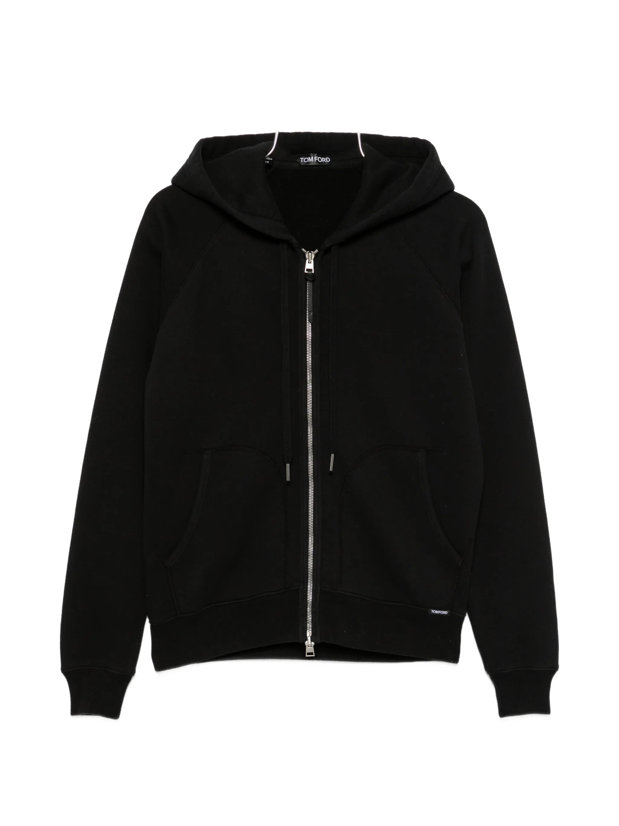 zip-fastening drawstring hoodie
