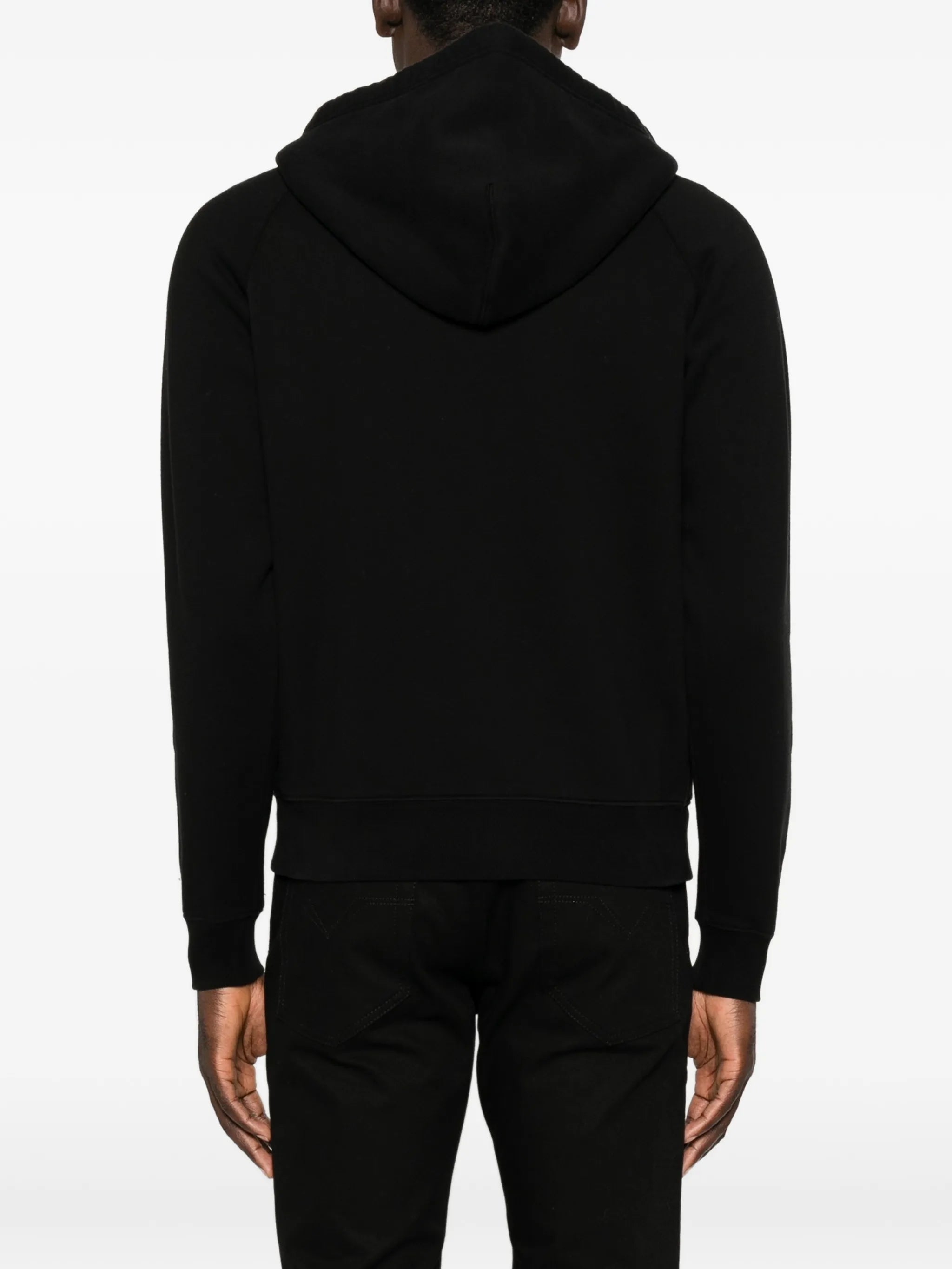 zip-fastening drawstring hoodie