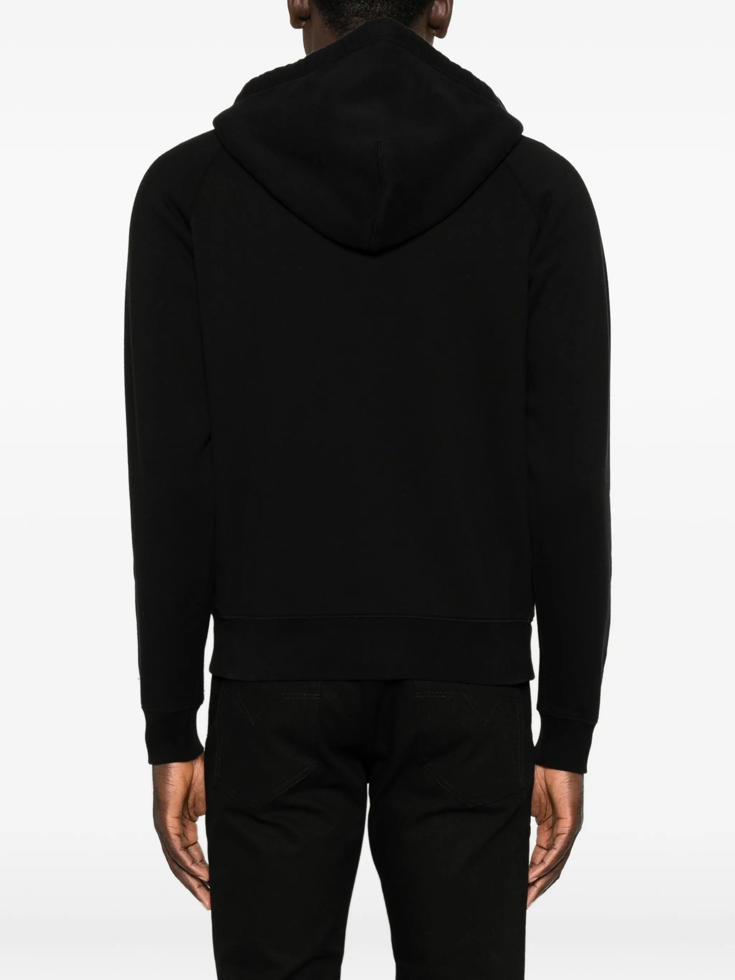 zip-fastening drawstring hoodie