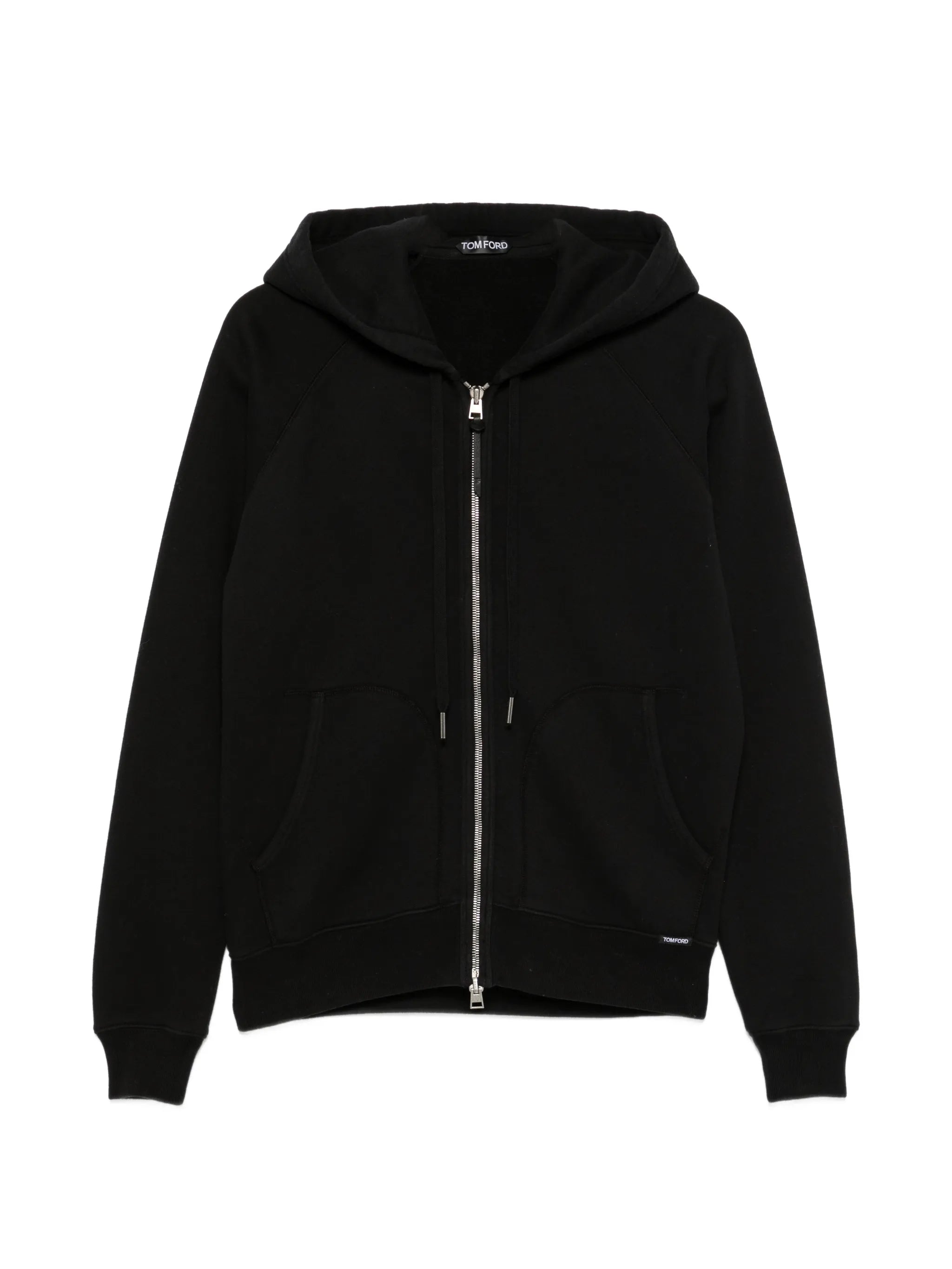 zip-fastening drawstring hoodie