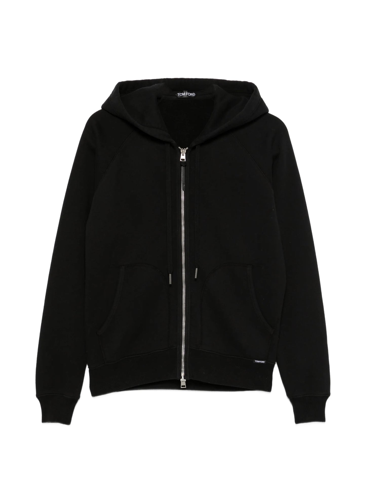 zip-fastening drawstring hoodie