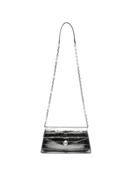 mini Skull croc-effect shoulder bag