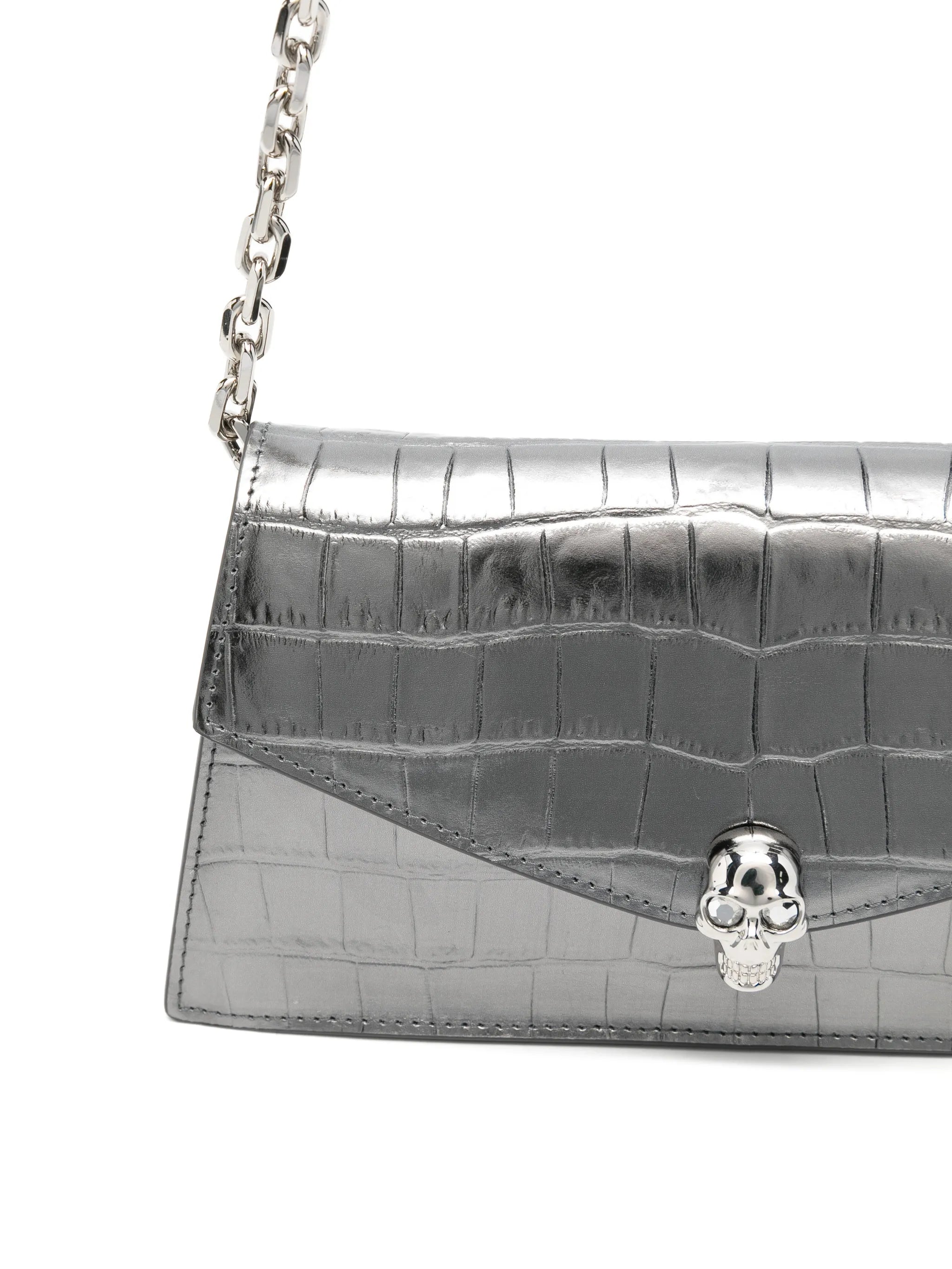 mini Skull croc-effect shoulder bag