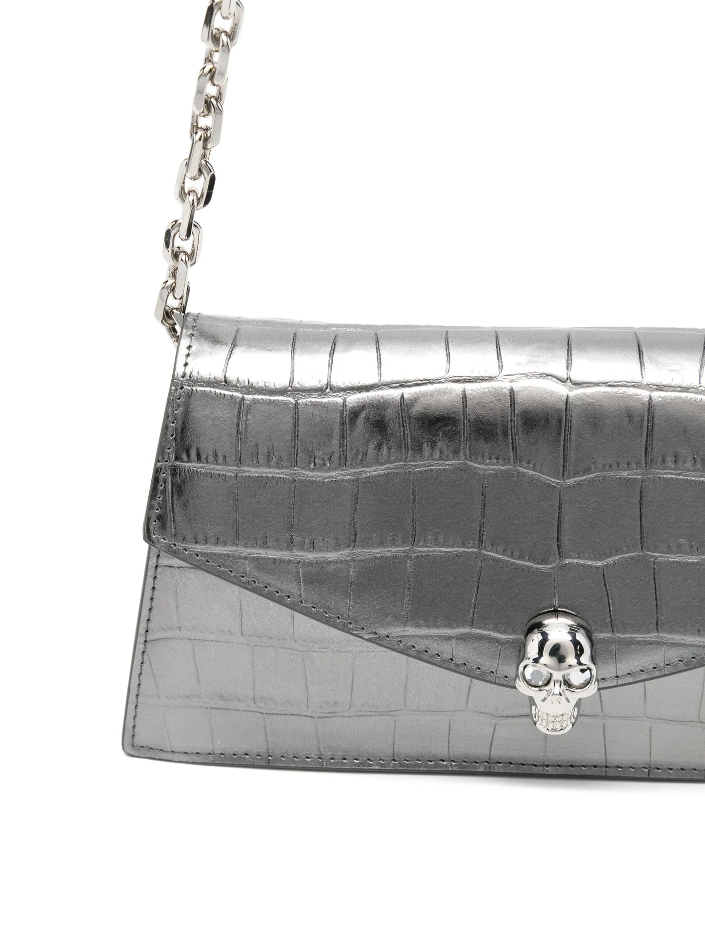 mini Skull croc-effect shoulder bag