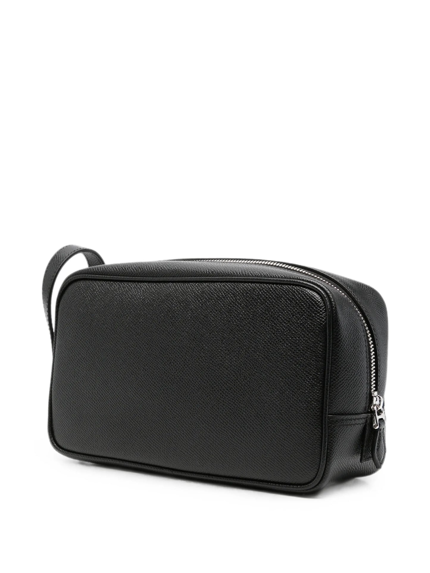 logo-plaque pebbled-leather wash bag