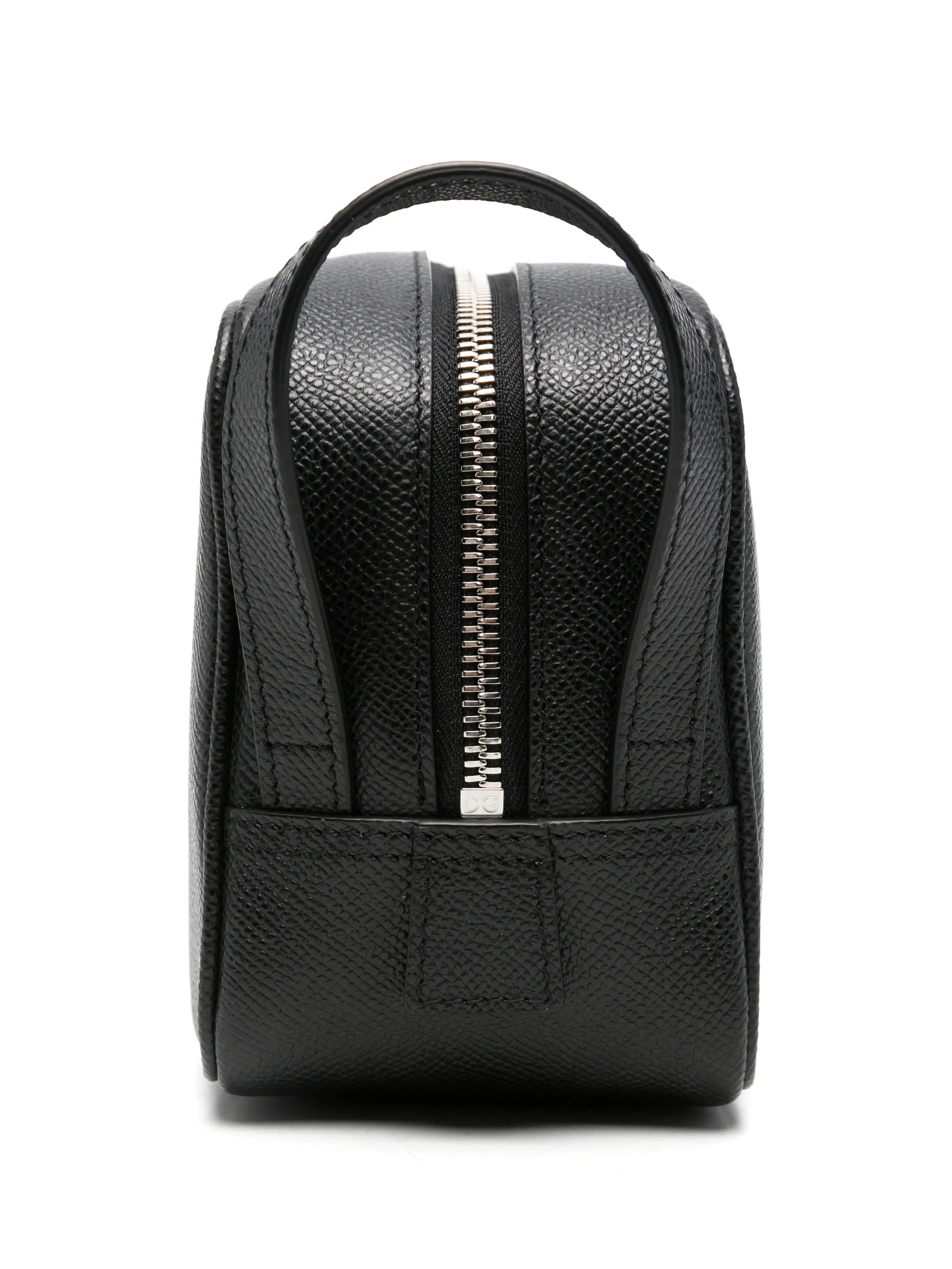 logo-plaque pebbled-leather wash bag