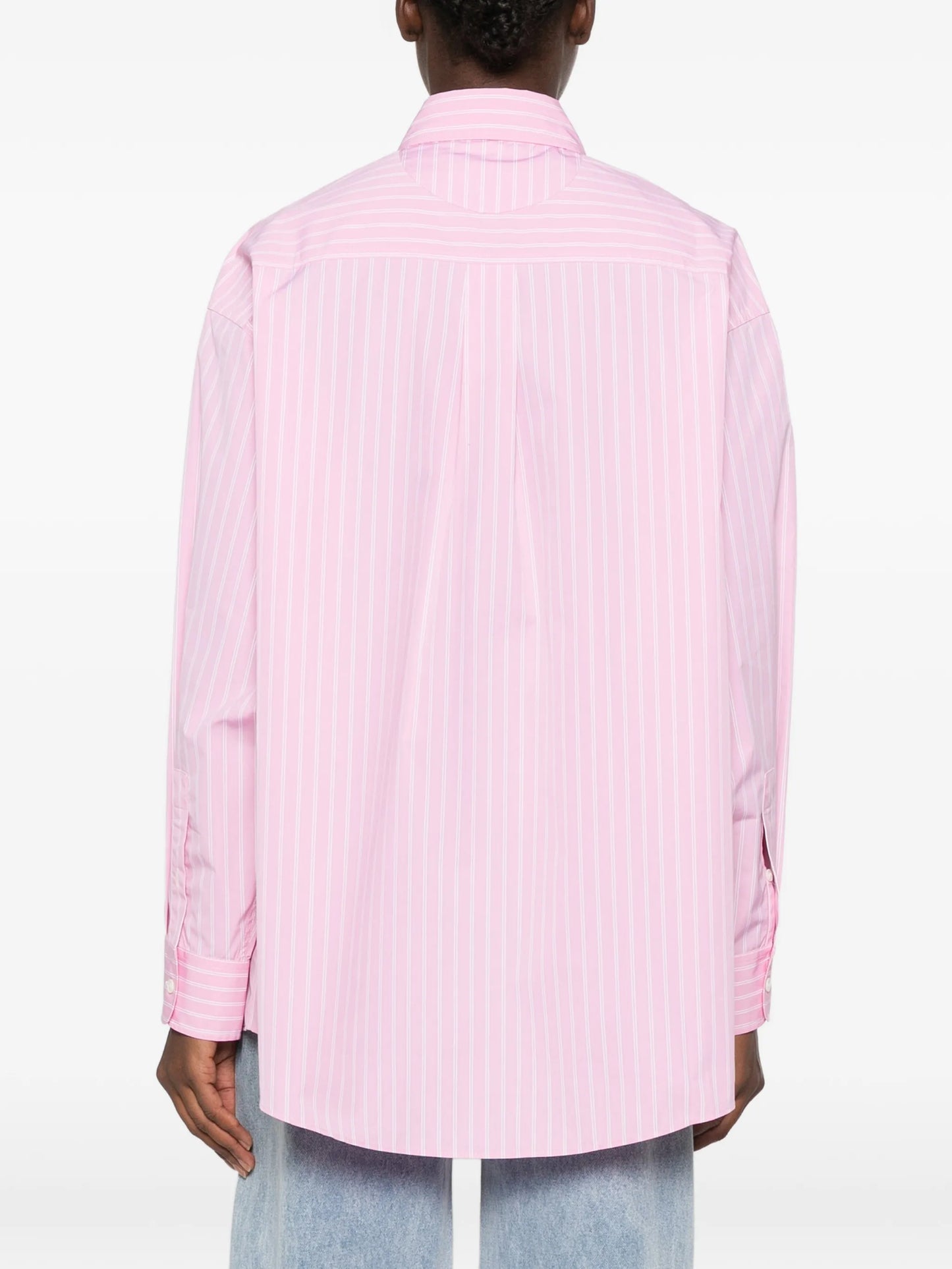 vertical-stripe chest-pocket shirt