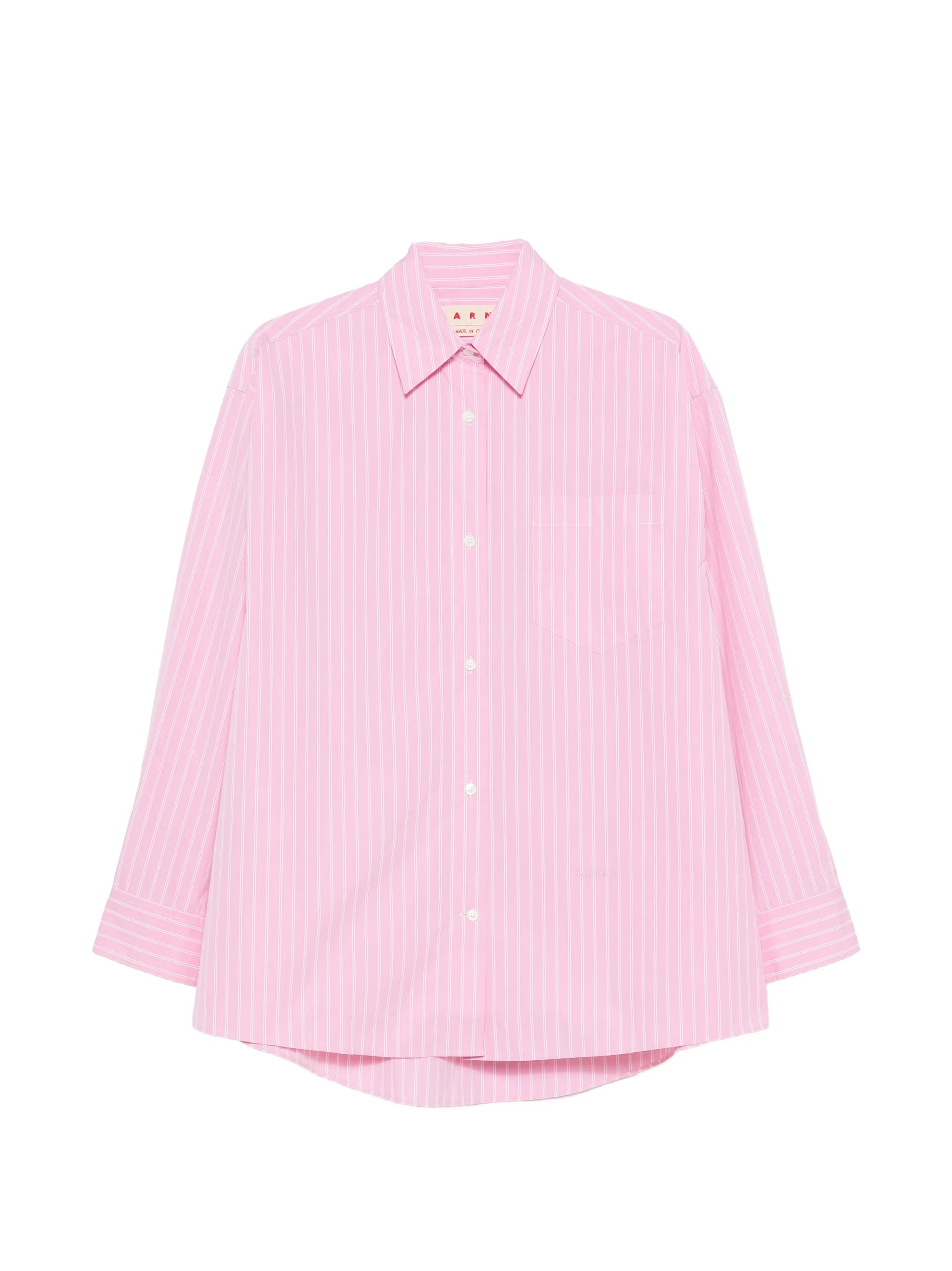 vertical-stripe chest-pocket shirt