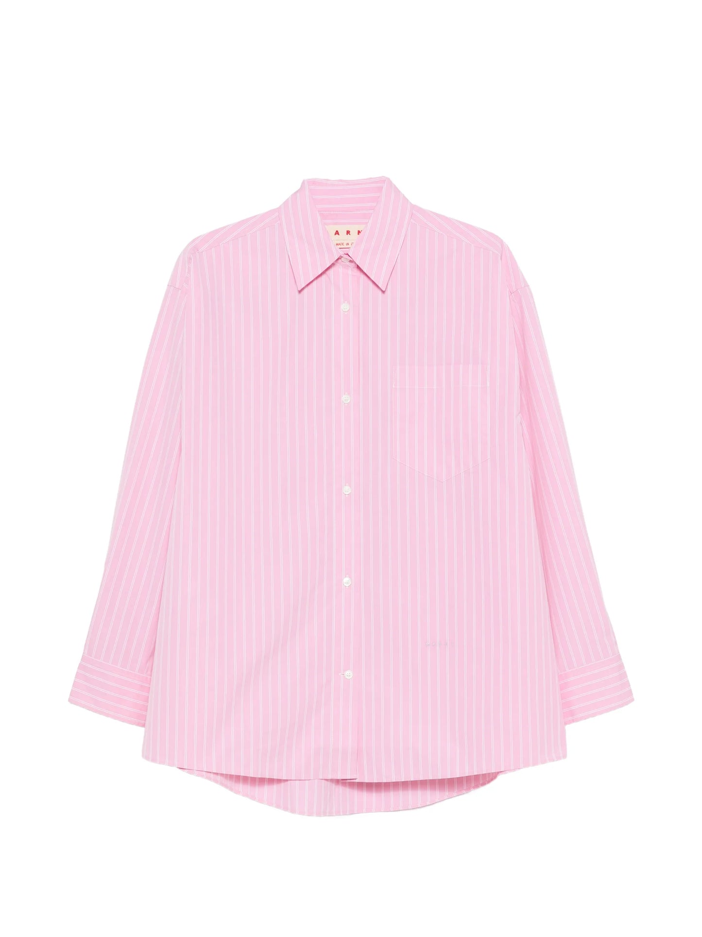 vertical-stripe chest-pocket shirt