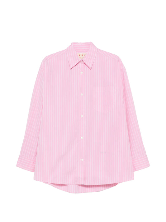 vertical-stripe chest-pocket shirt