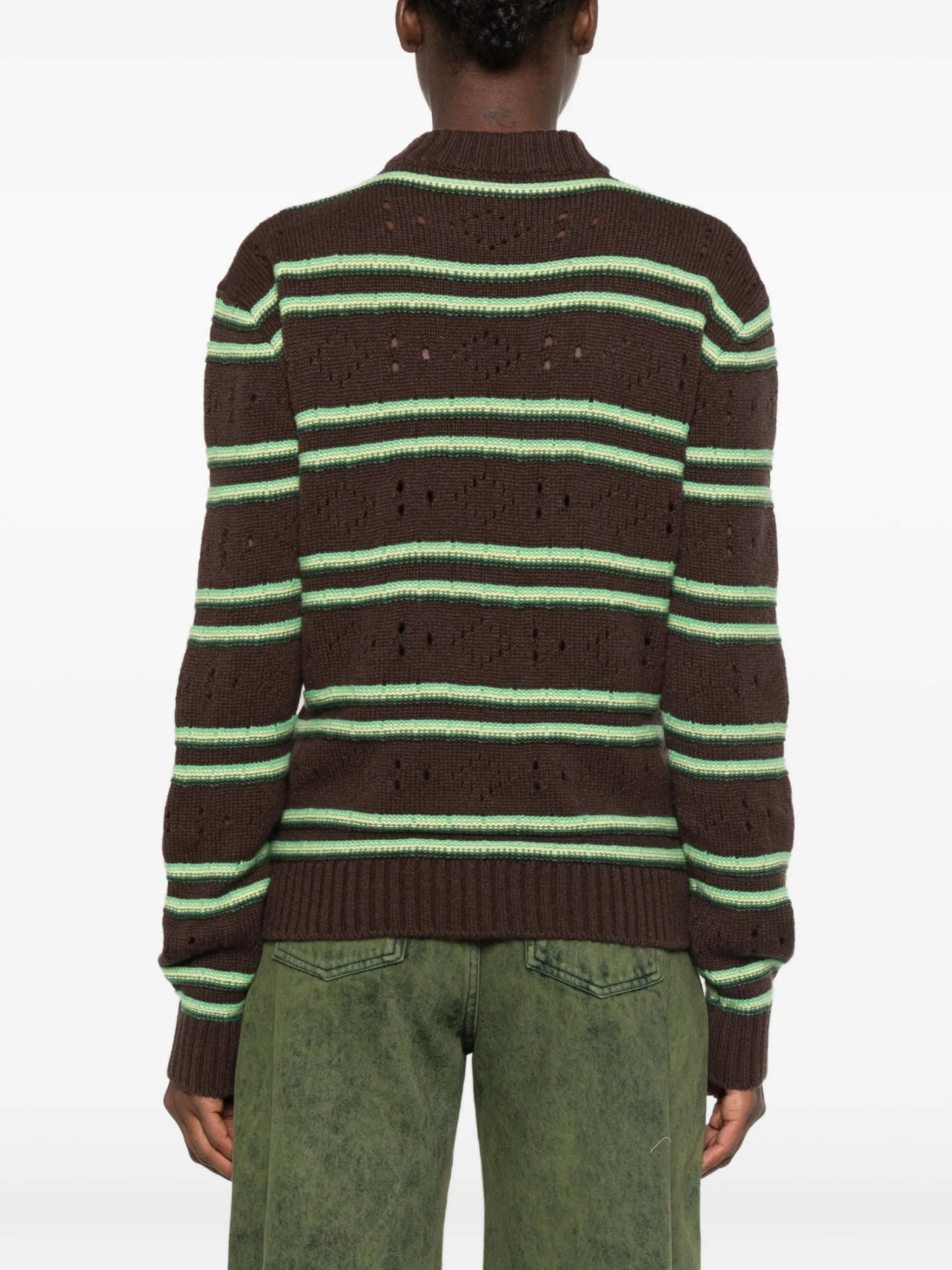 striped distressed-effect sweater