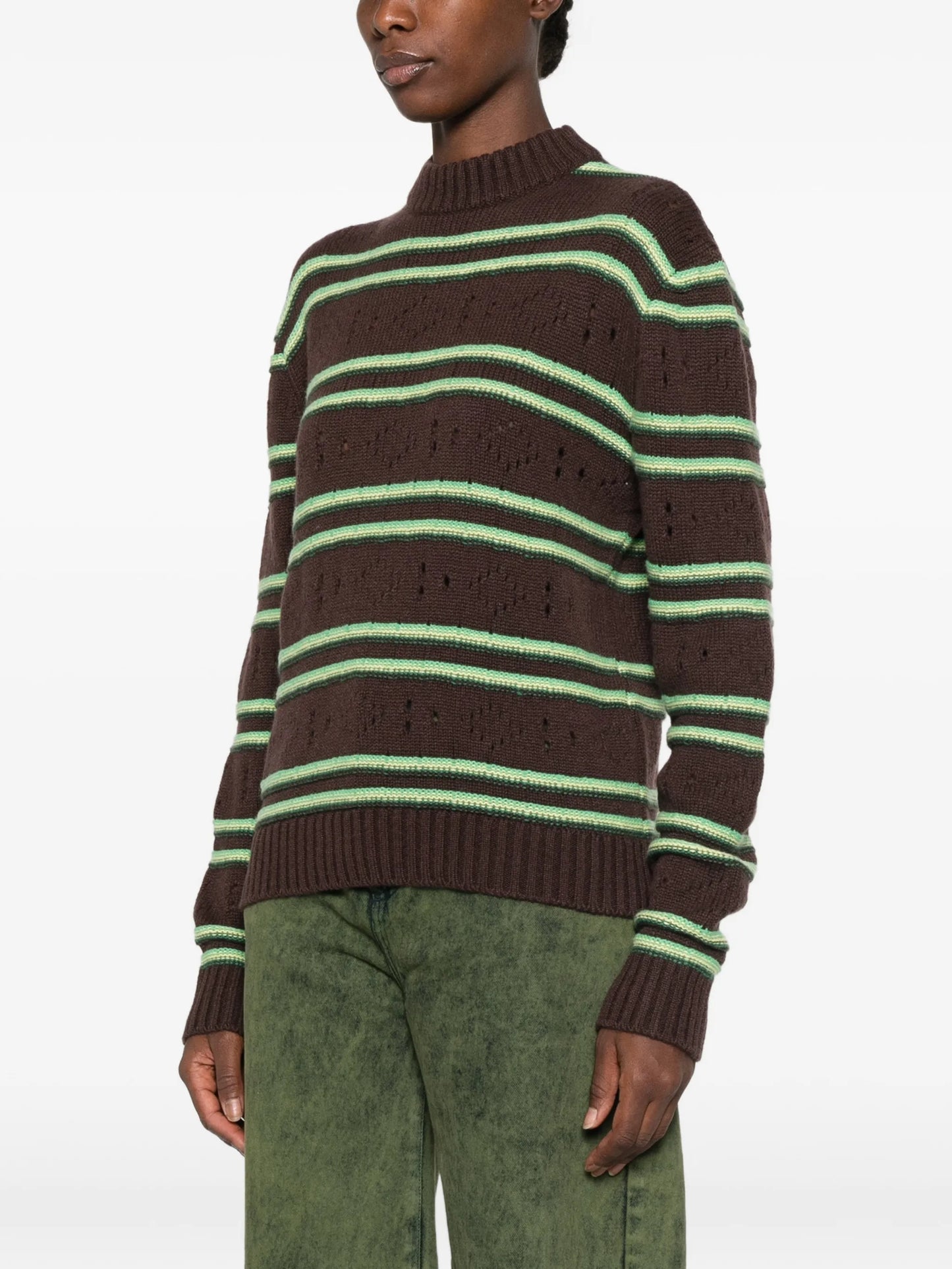 striped distressed-effect sweater