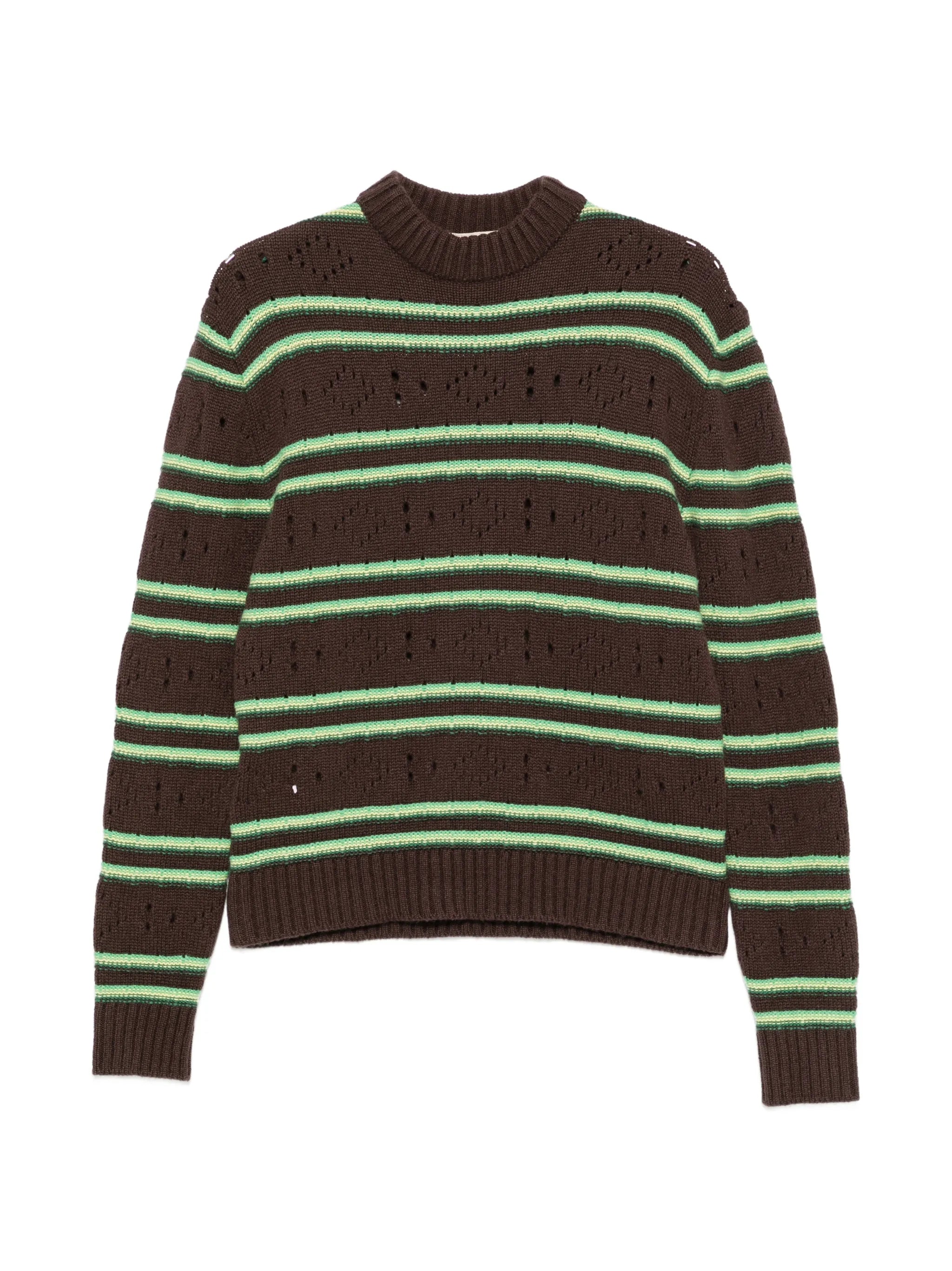 striped distressed-effect sweater