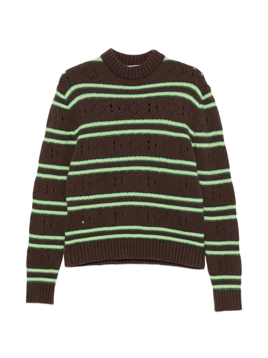 striped distressed-effect sweater