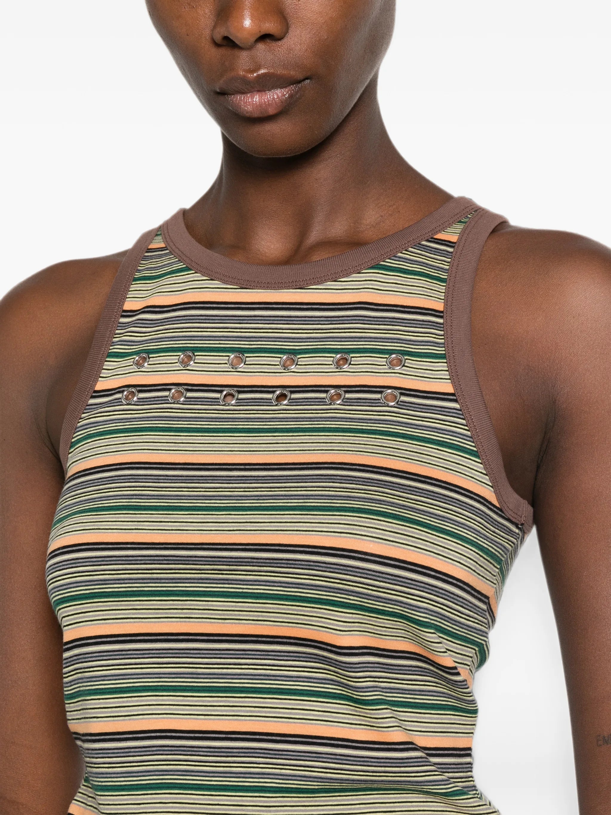 eyelet-embellished striped tank top