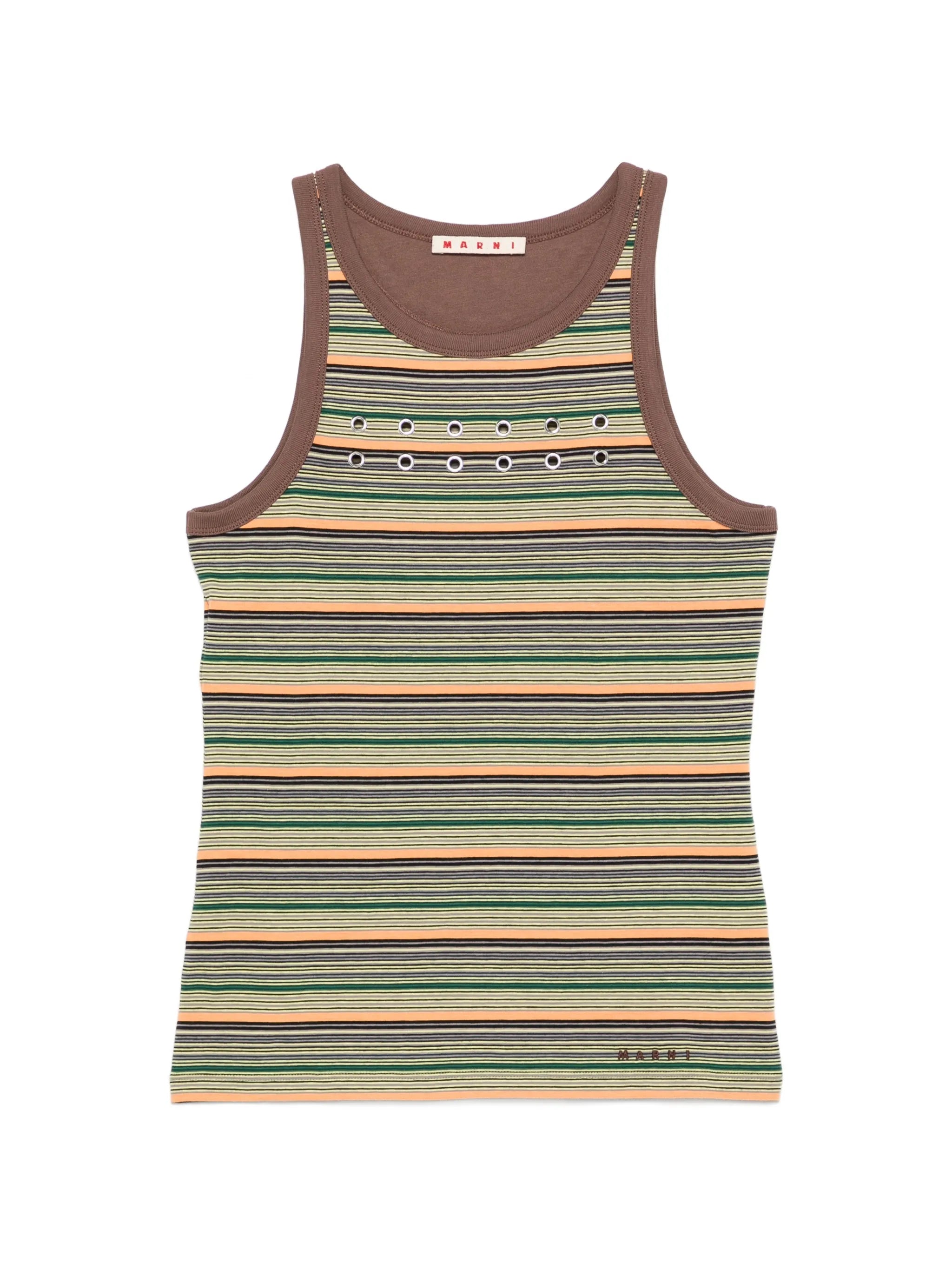 eyelet-embellished striped tank top