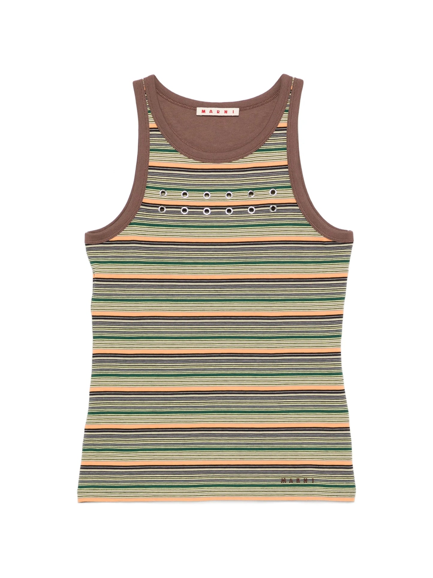 eyelet-embellished striped tank top