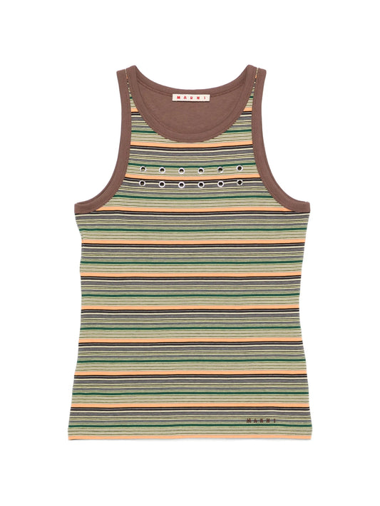eyelet-embellished striped tank top