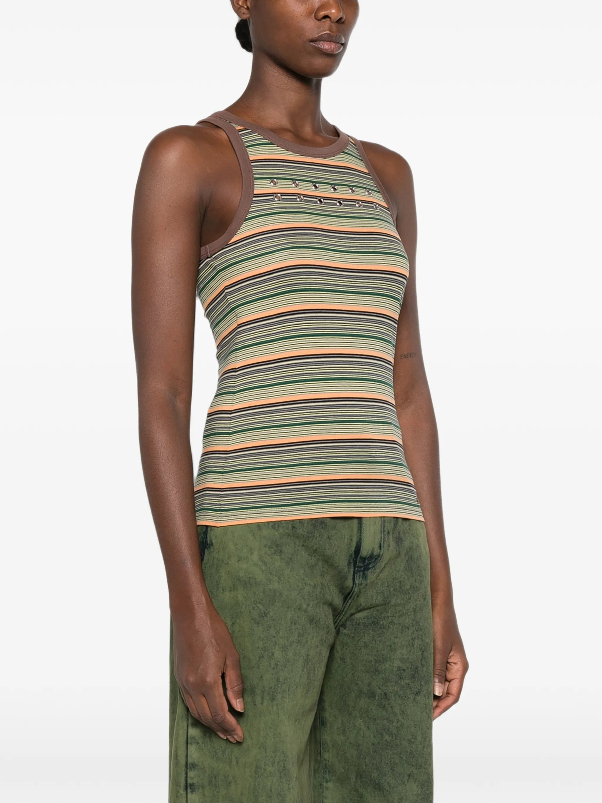 eyelet-embellished striped tank top