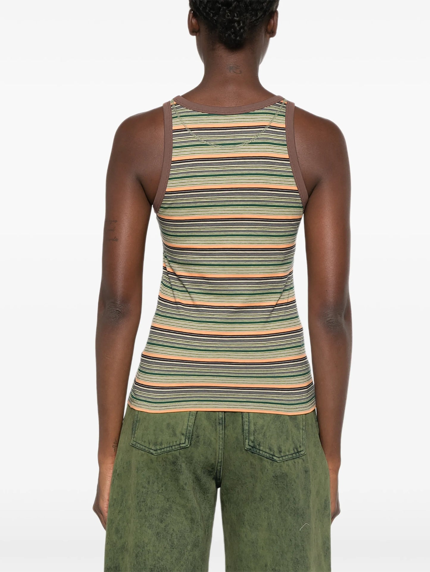 eyelet-embellished striped tank top