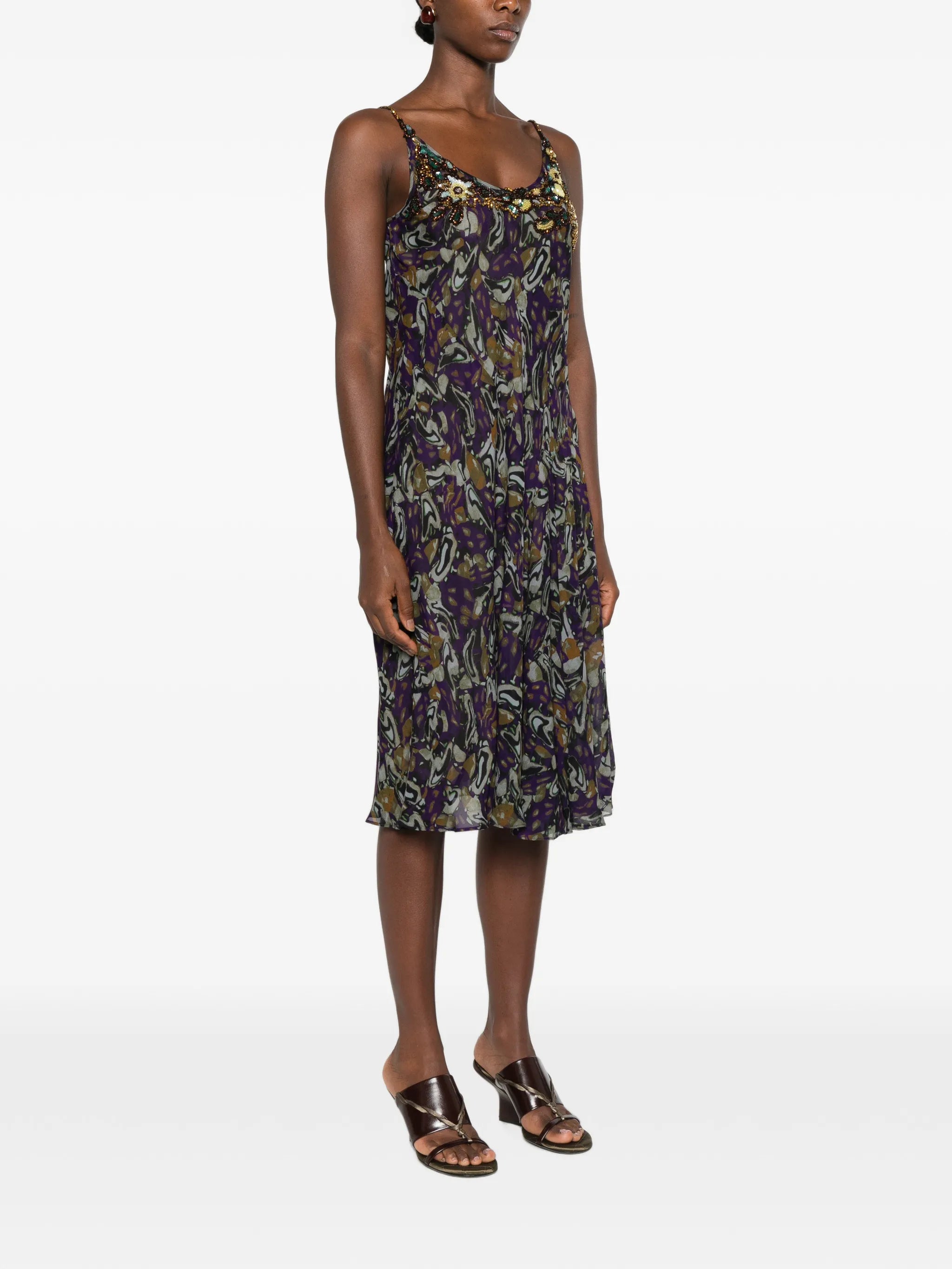 bead-embellished midi dress