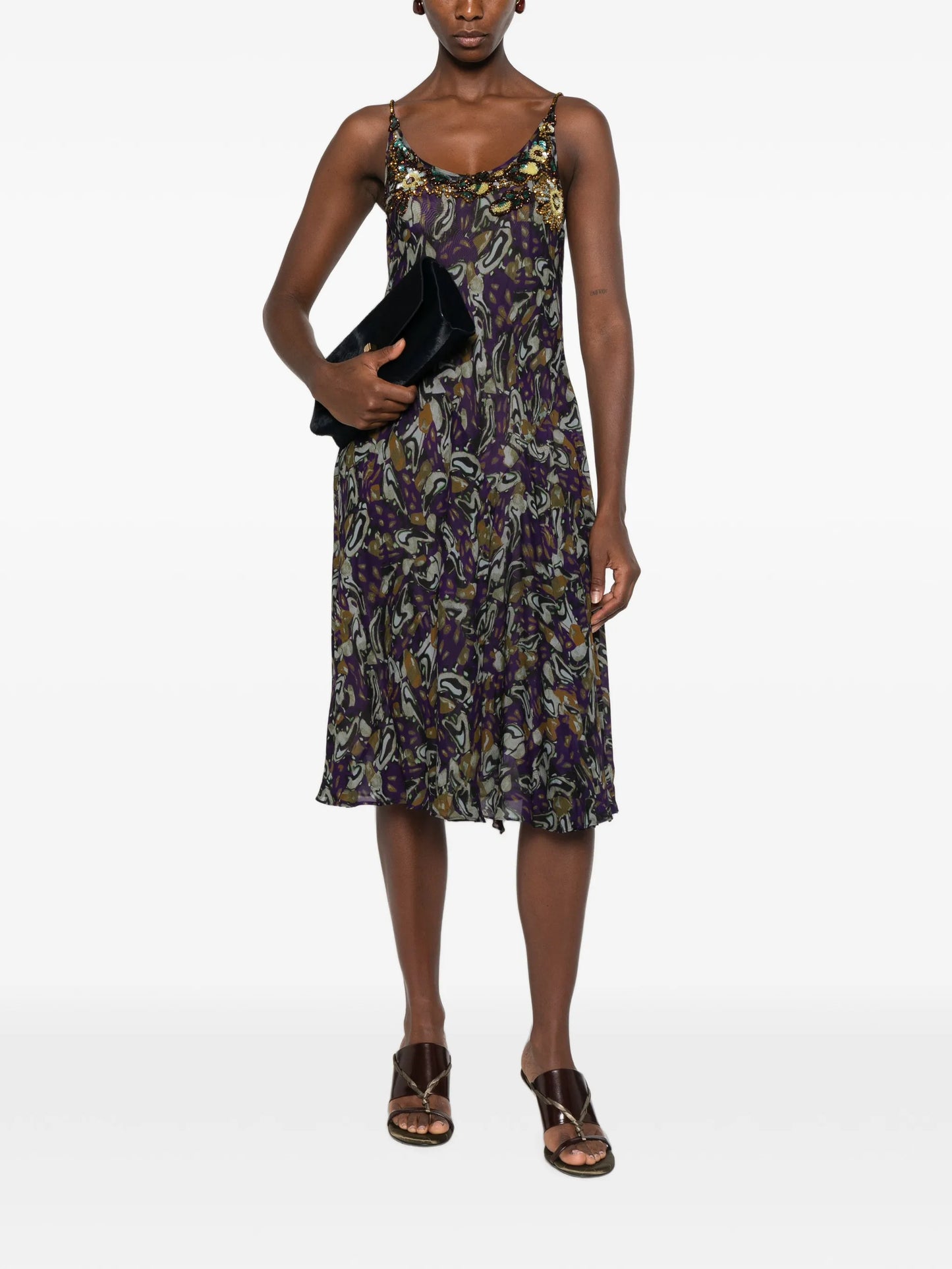 bead-embellished midi dress