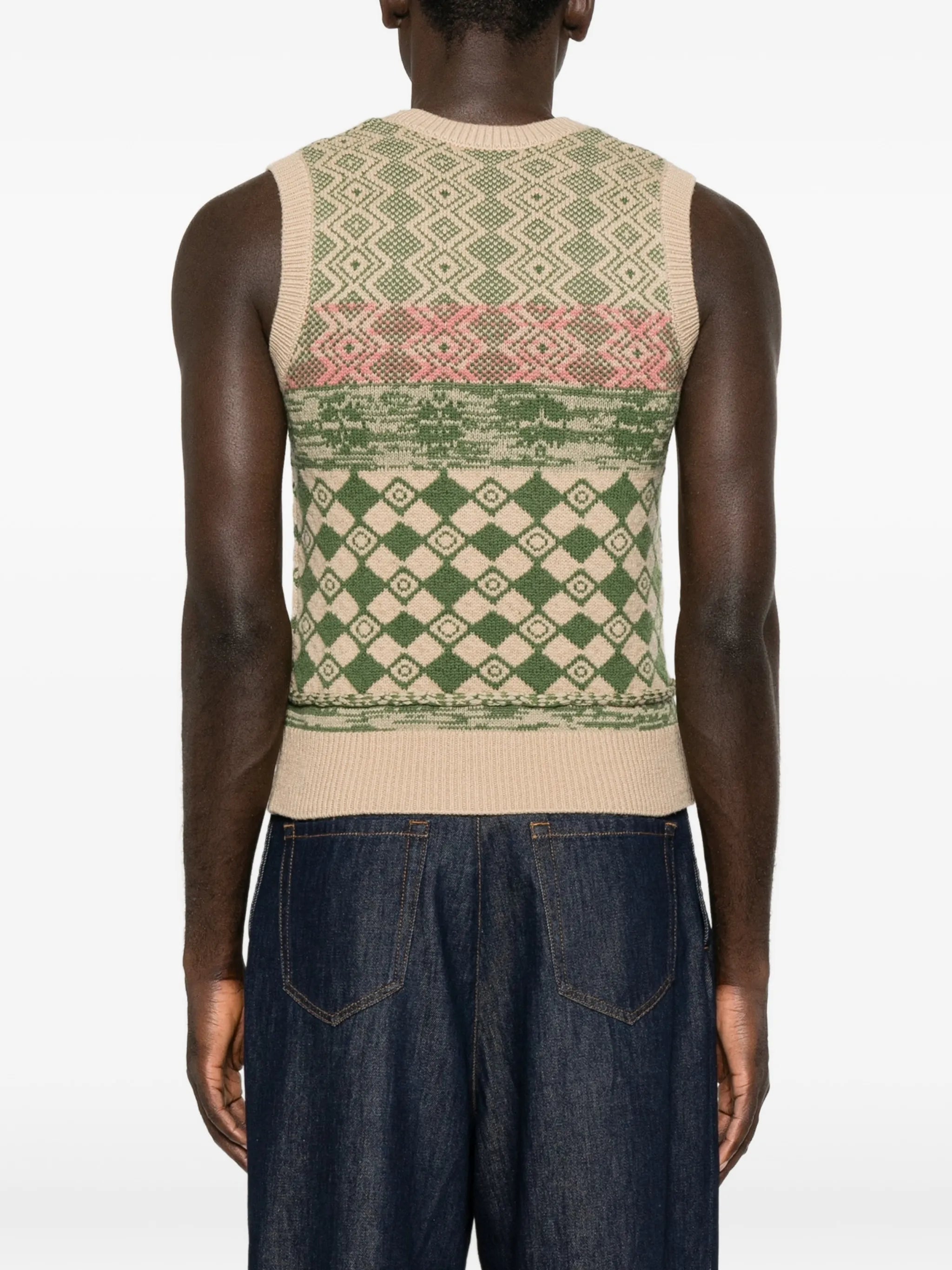 diamond-intarsia wool vest