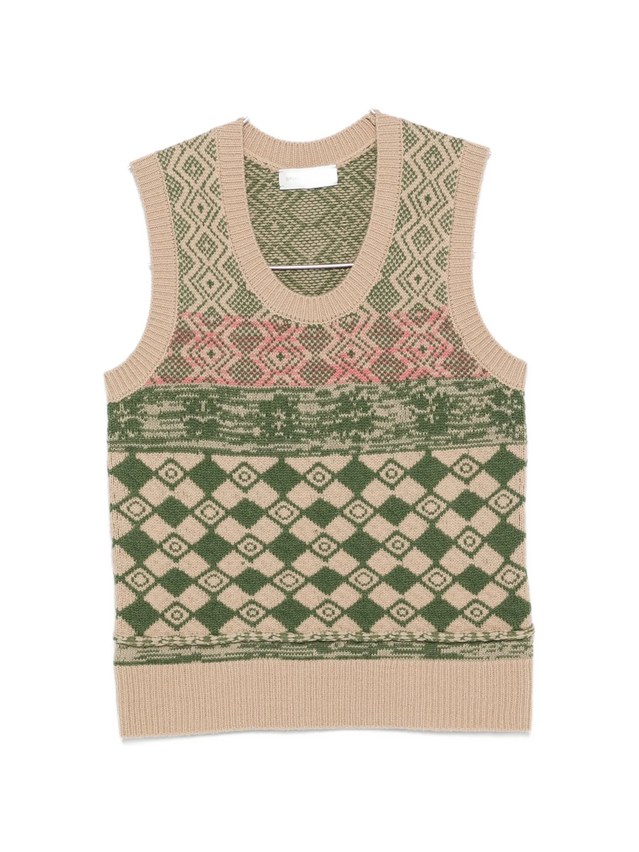 diamond-intarsia wool vest