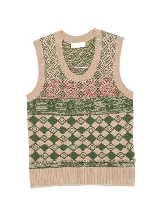 diamond-intarsia wool vest