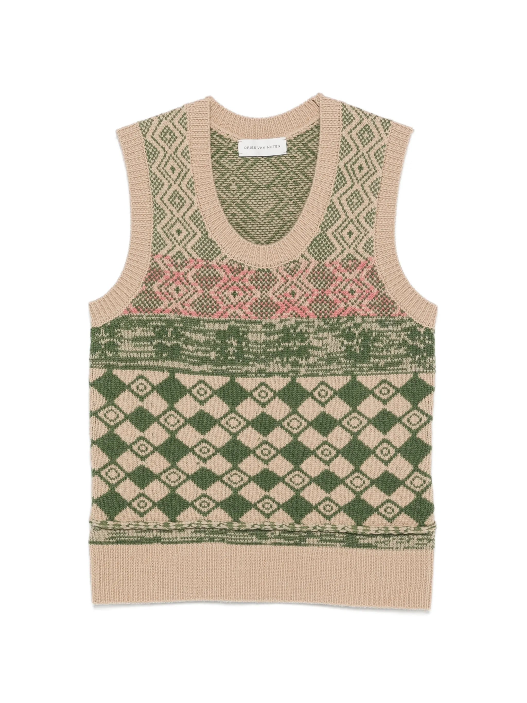 diamond-intarsia wool vest