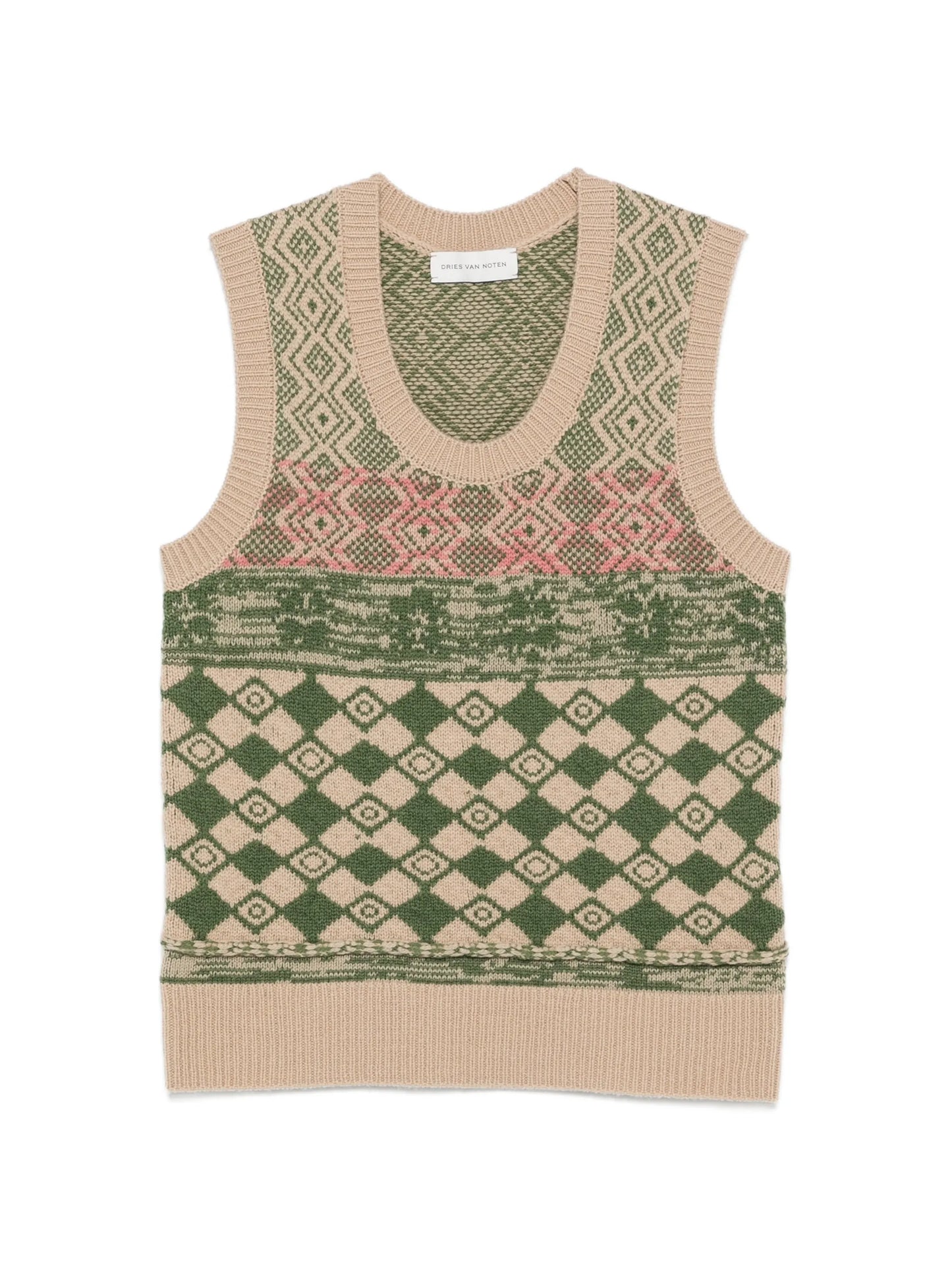 diamond-intarsia wool vest