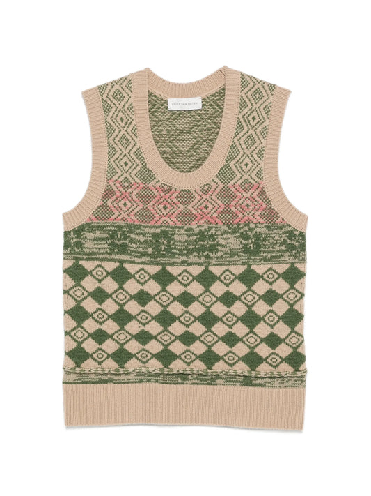 diamond-intarsia wool vest
