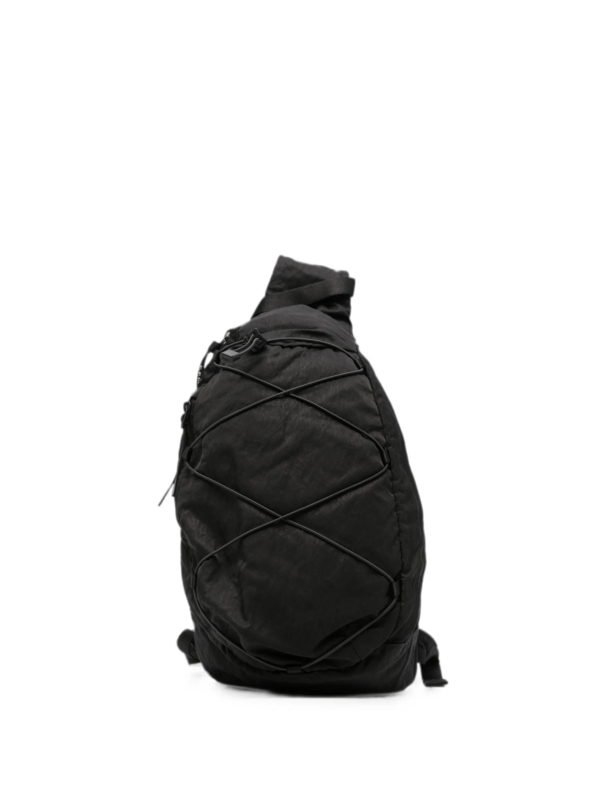 Lens-detail crossbody backpack