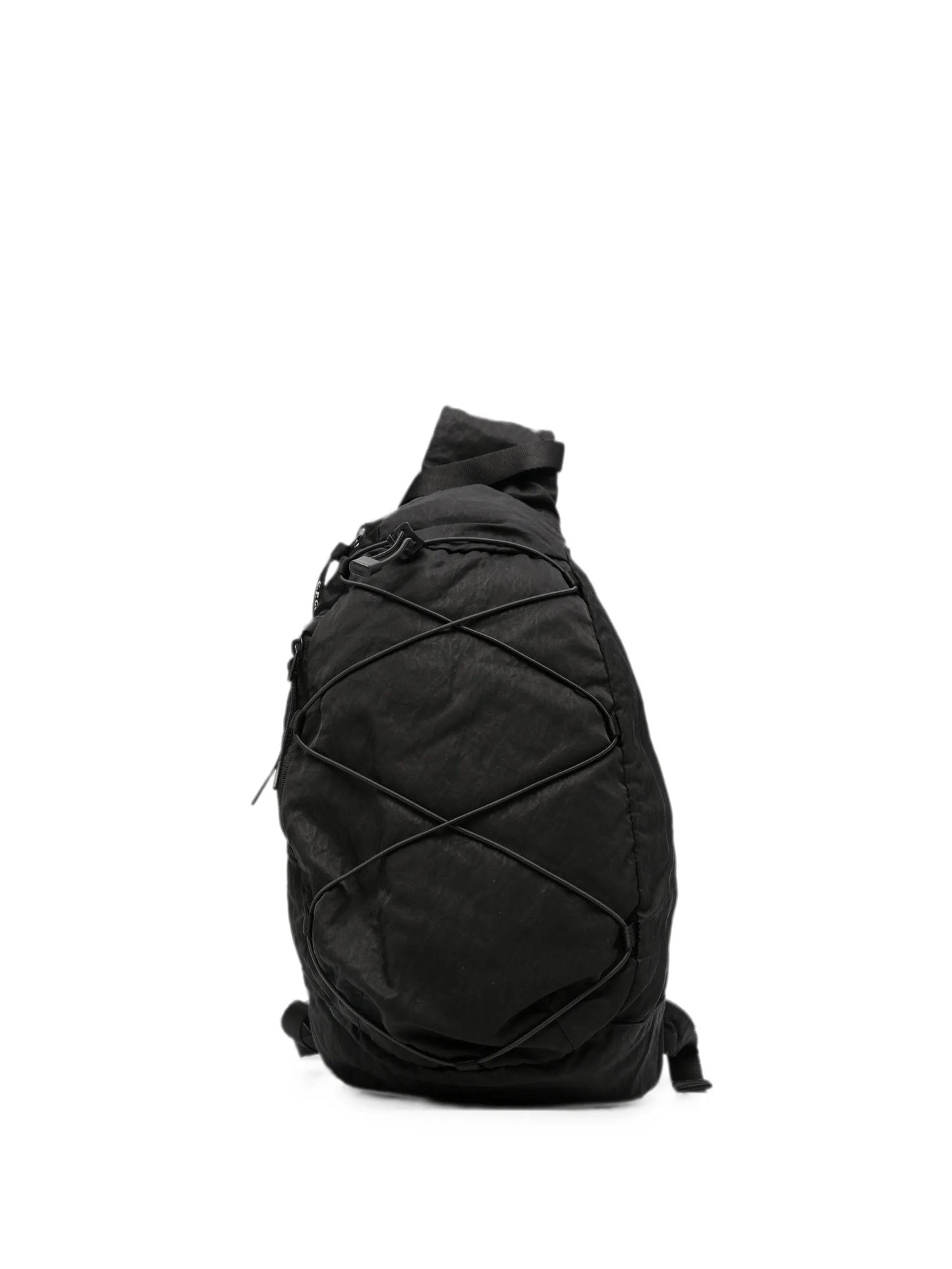 Lens-detail crossbody backpack