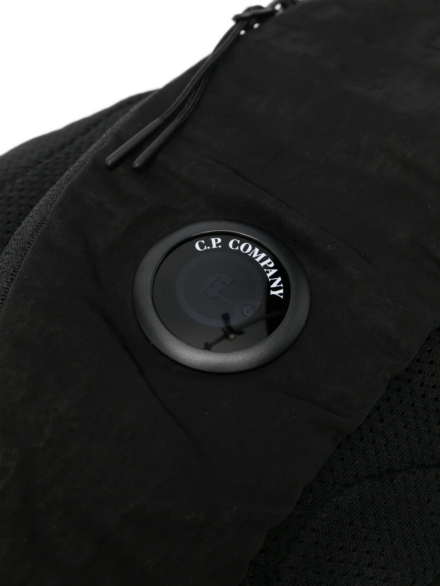 Lens-detail crossbody backpack