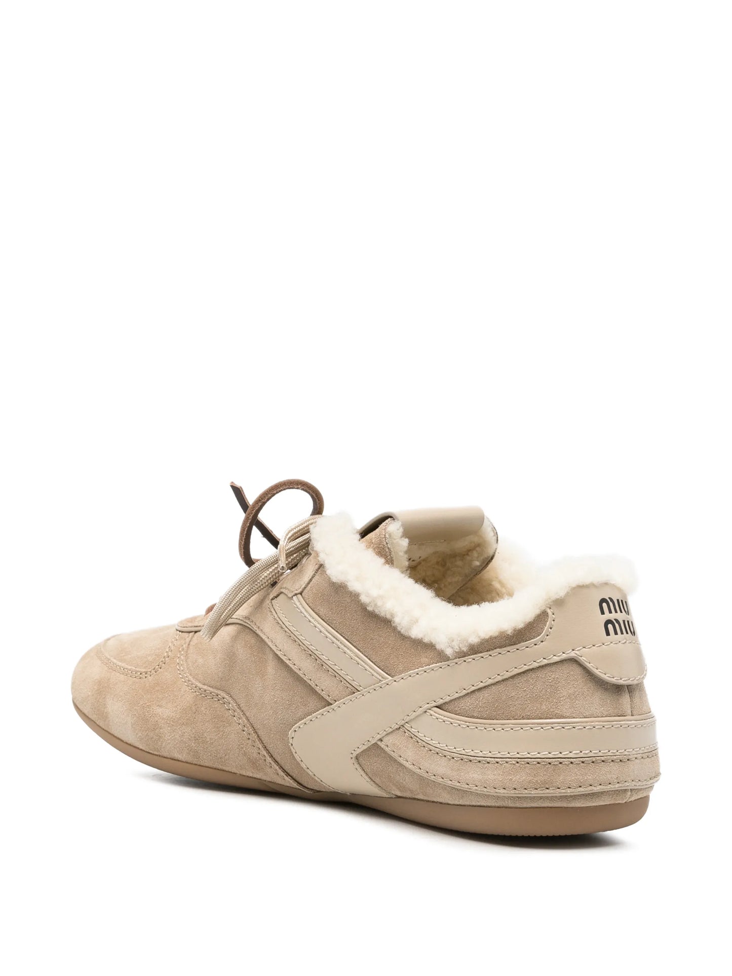 shearling-trim low-top sneakers