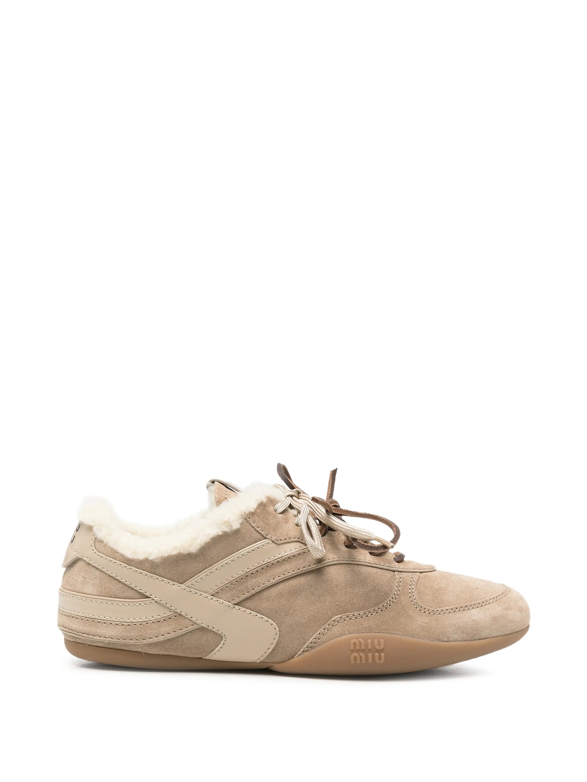shearling-trim low-top sneakers