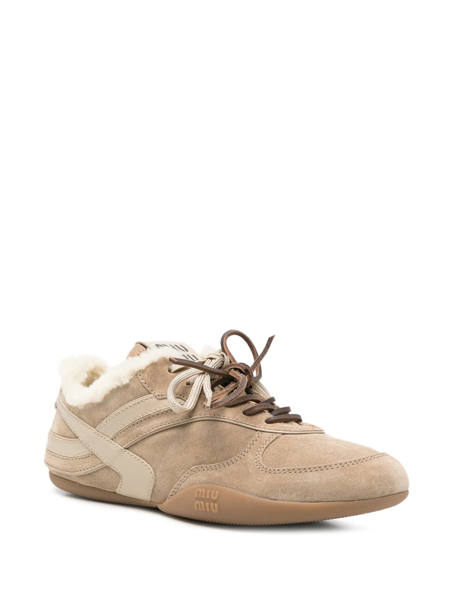 shearling-trim low-top sneakers